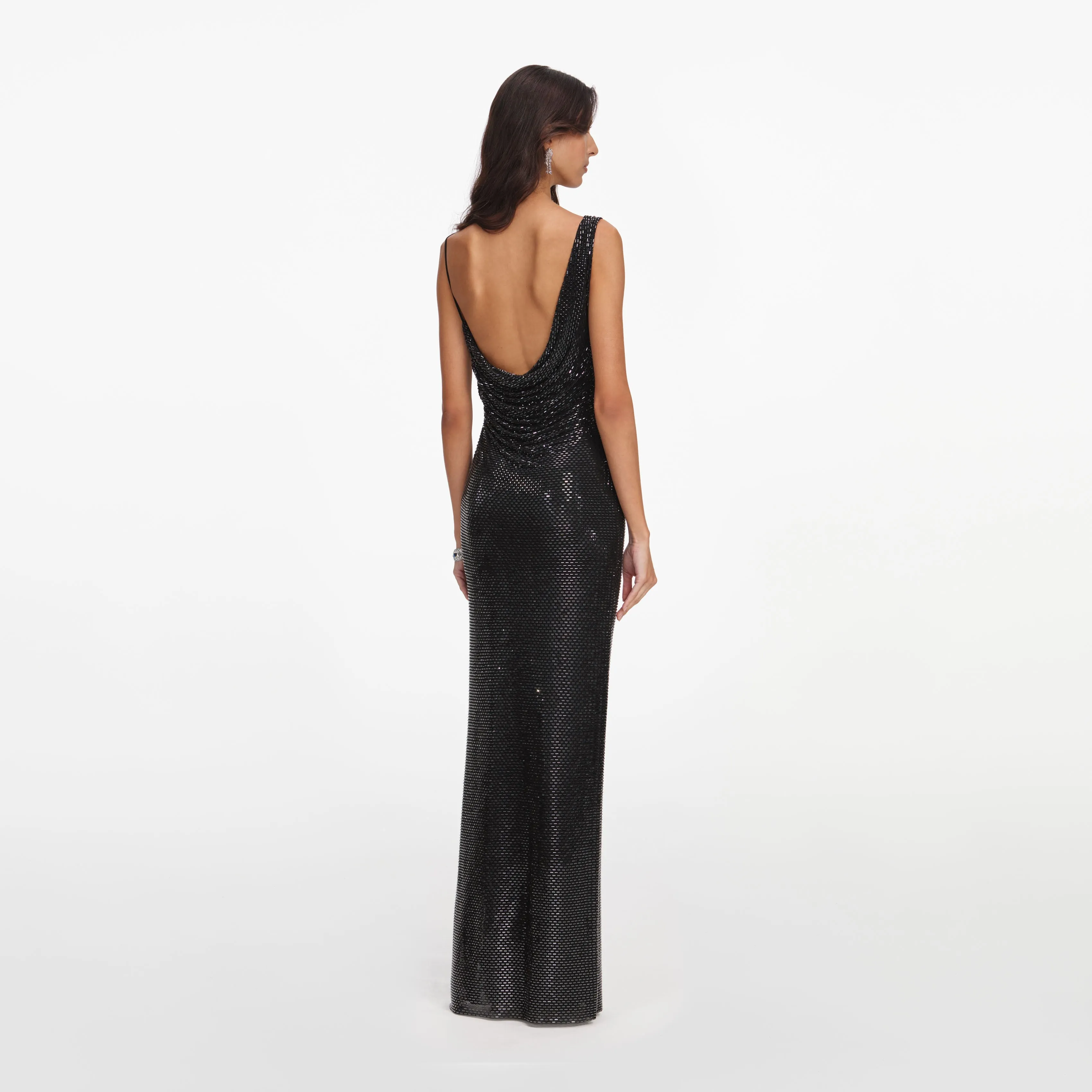 Black Rhinestone Draped Maxi Dress sold by Self-Portrait product image thumbnail 3