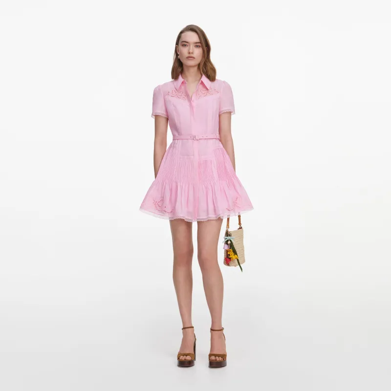 Pink Embroidered Mini Dress made by Self-Portrait