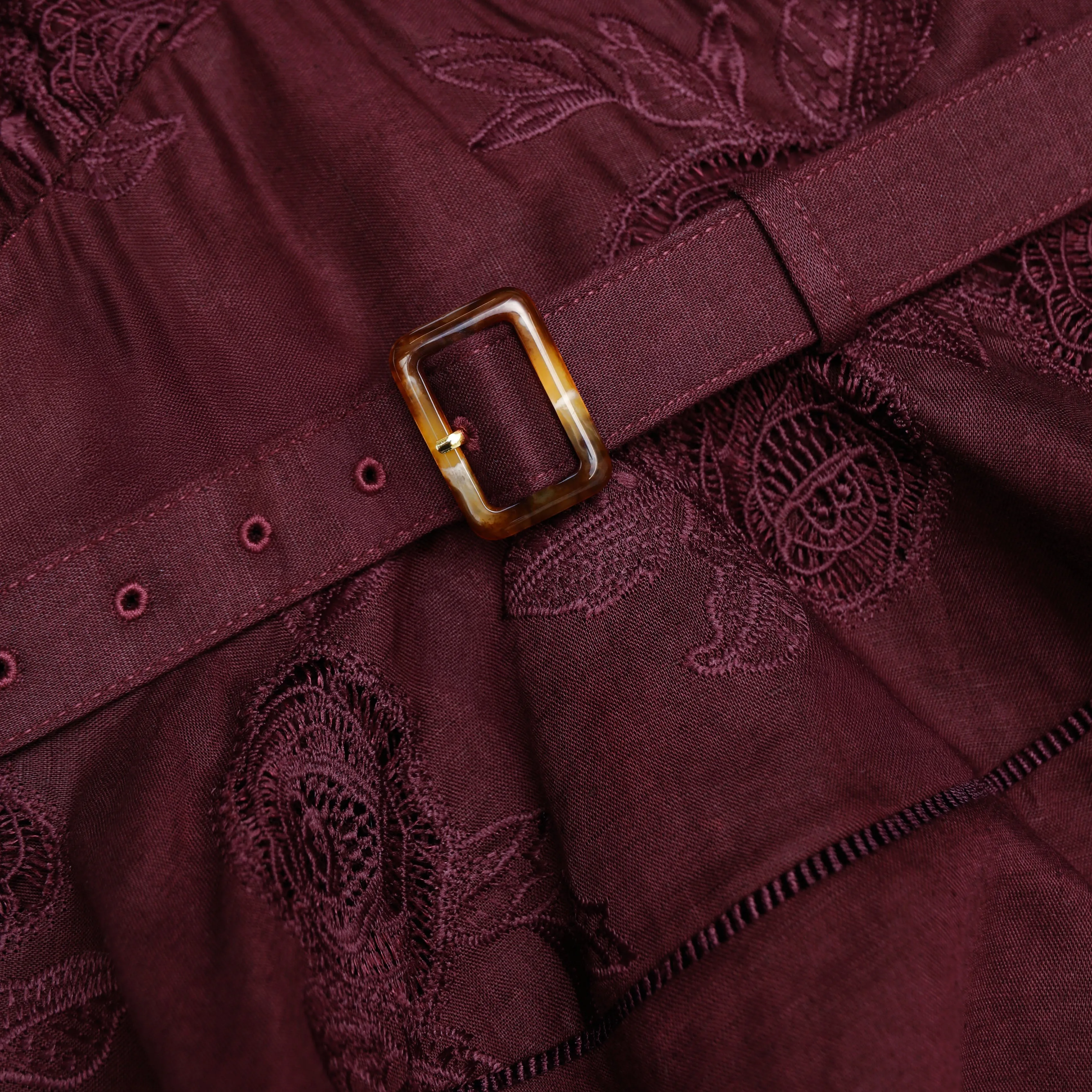 Plum Linen Blend Peplum Midi Dress sold by Self-Portrait product image thumbnail 5