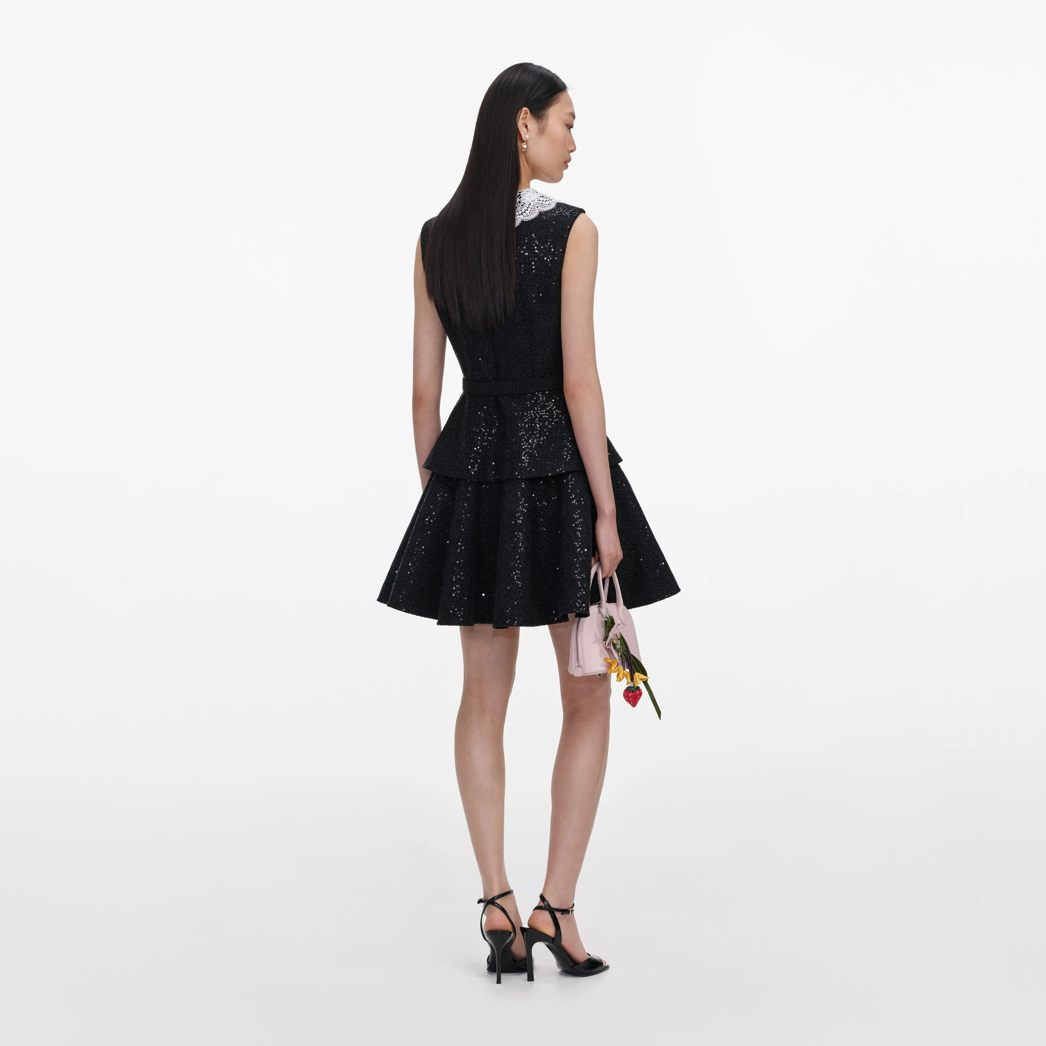 Black Sequin Boucle Mini Dress sold by Self-Portrait product image thumbnail 3