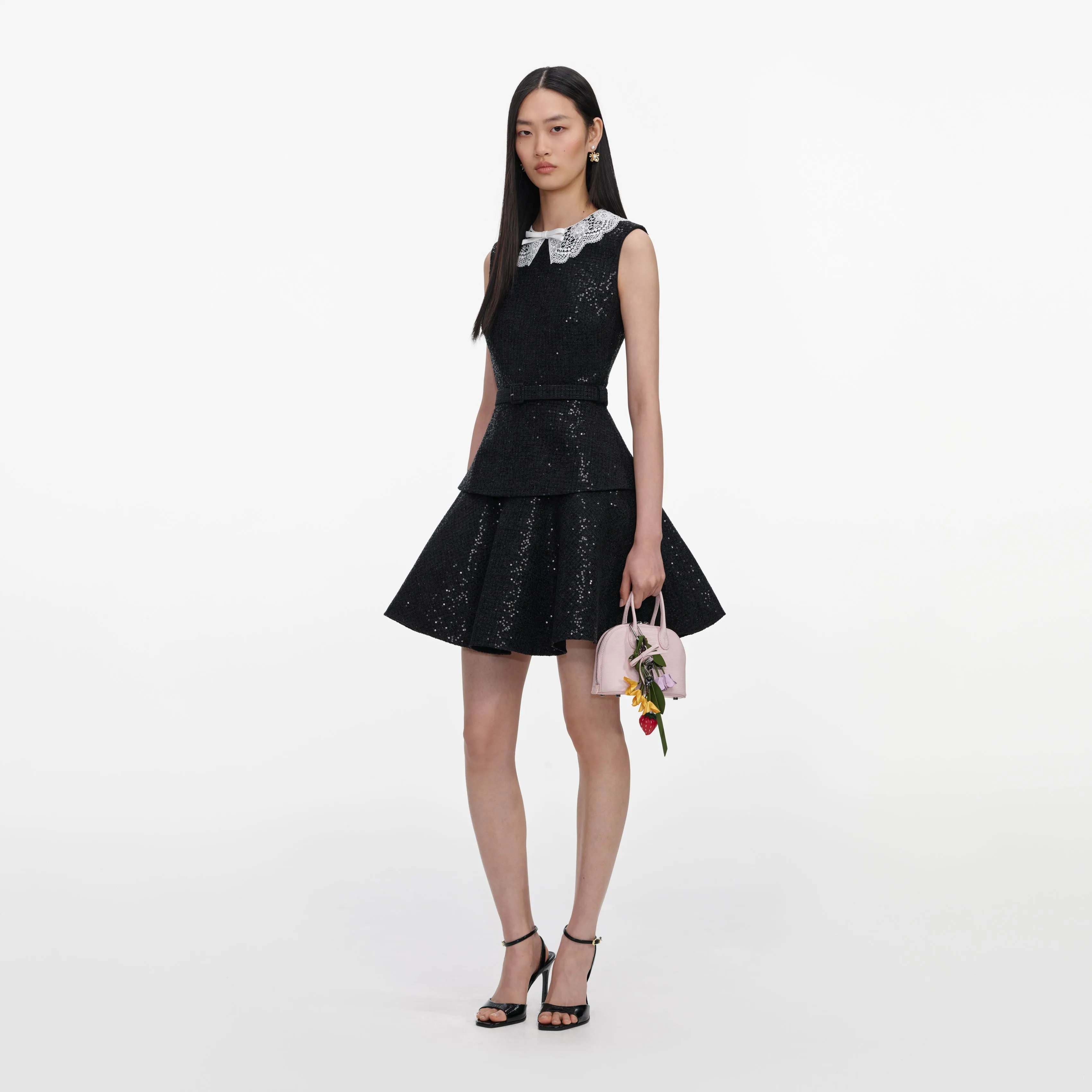 Black Sequin Boucle Mini Dress sold by Self-Portrait product image thumbnail 2