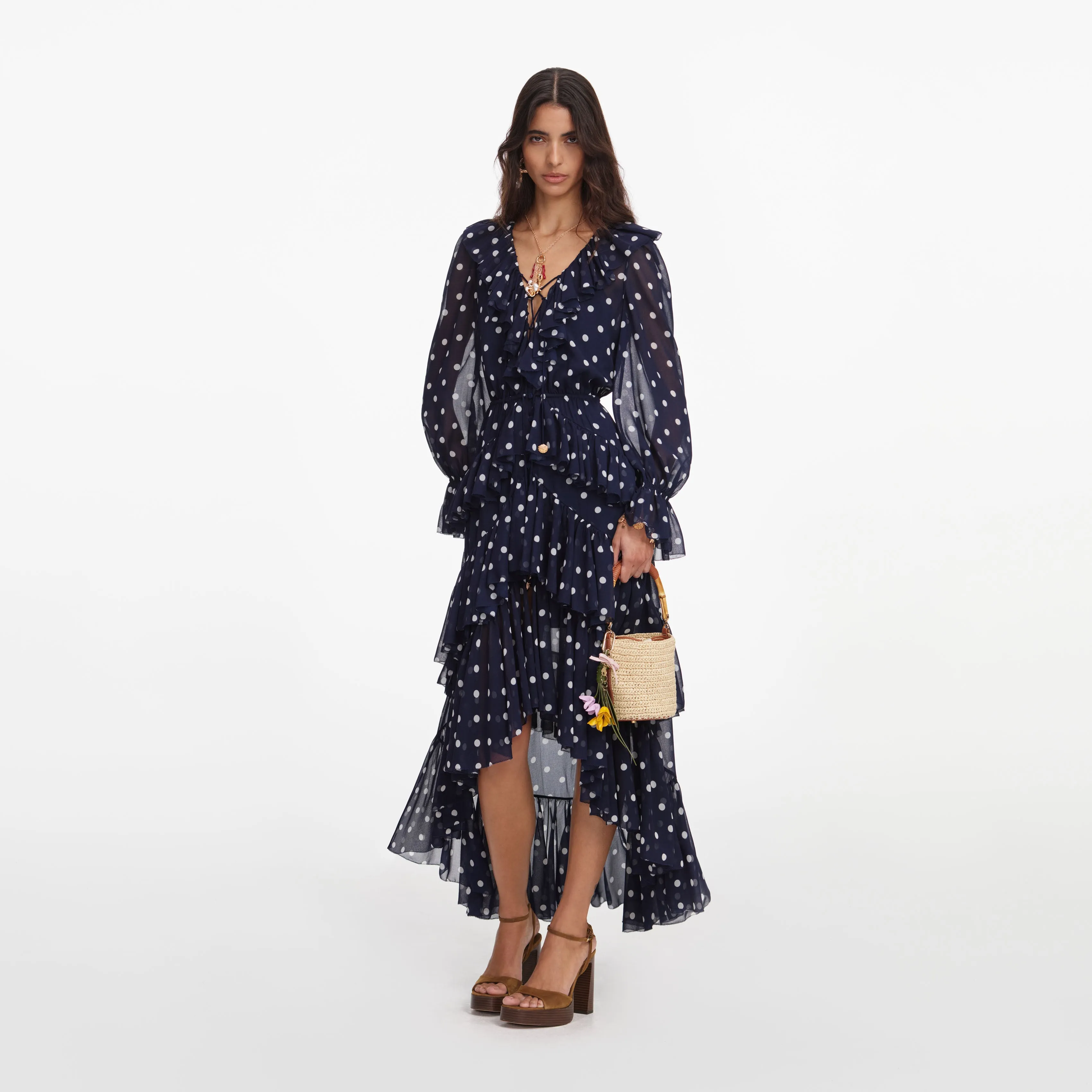 Polka Dot Georgette Ruffle Maxi Dress sold by Self-Portrait product image thumbnail 2