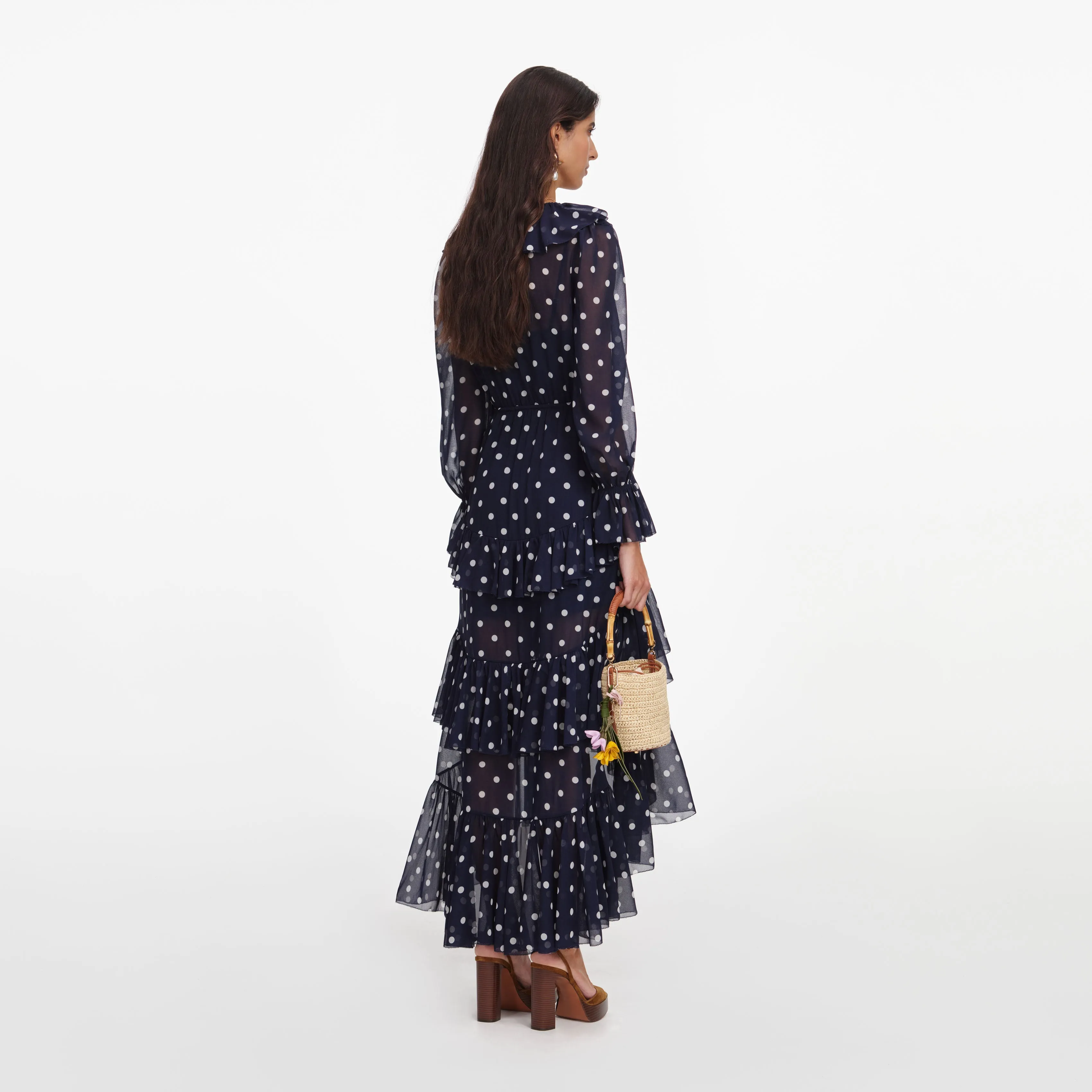 Polka Dot Georgette Ruffle Maxi Dress sold by Self-Portrait product image thumbnail 3