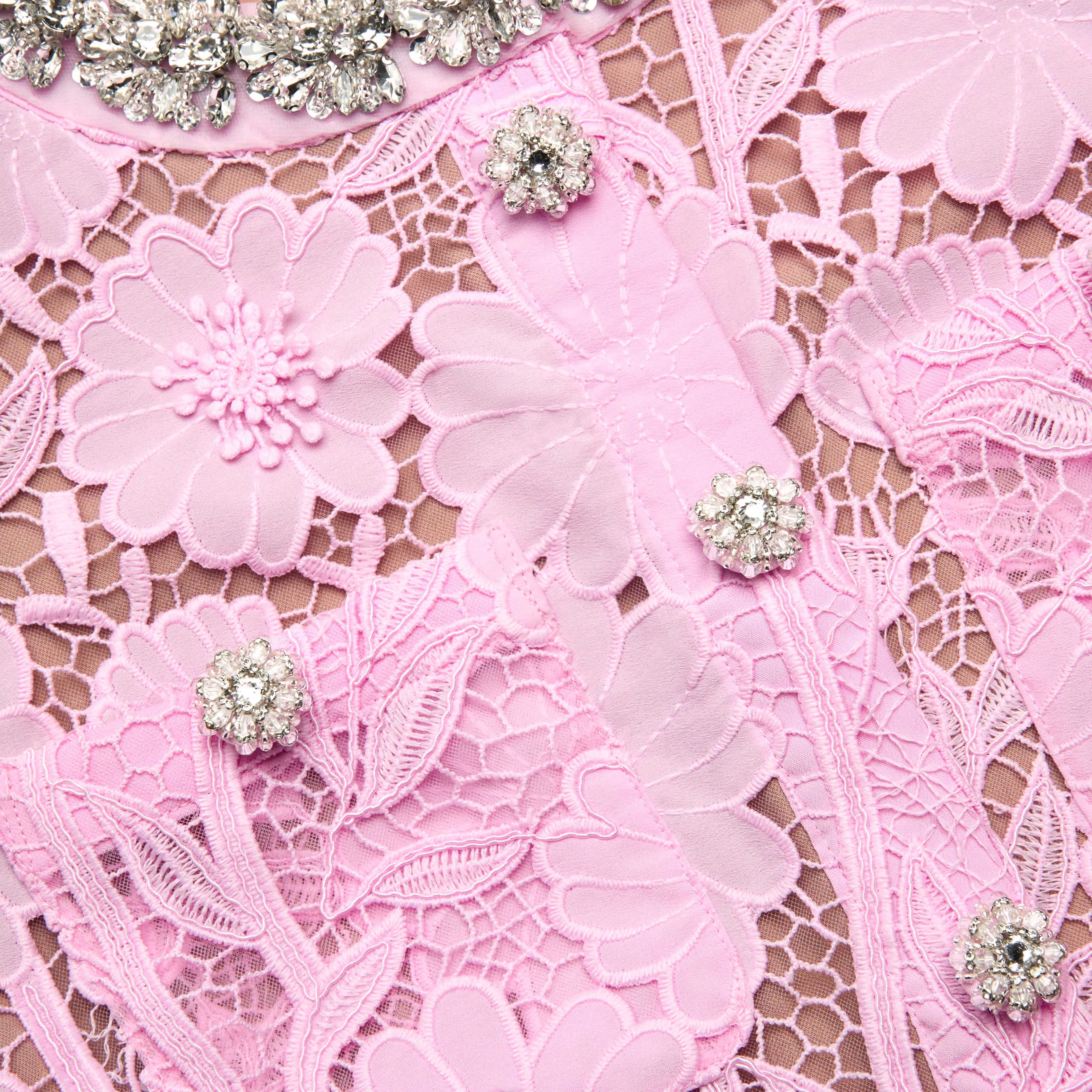 Pink Lace Crystal Embellished Midi Dress sold by Self-Portrait product image thumbnail 5