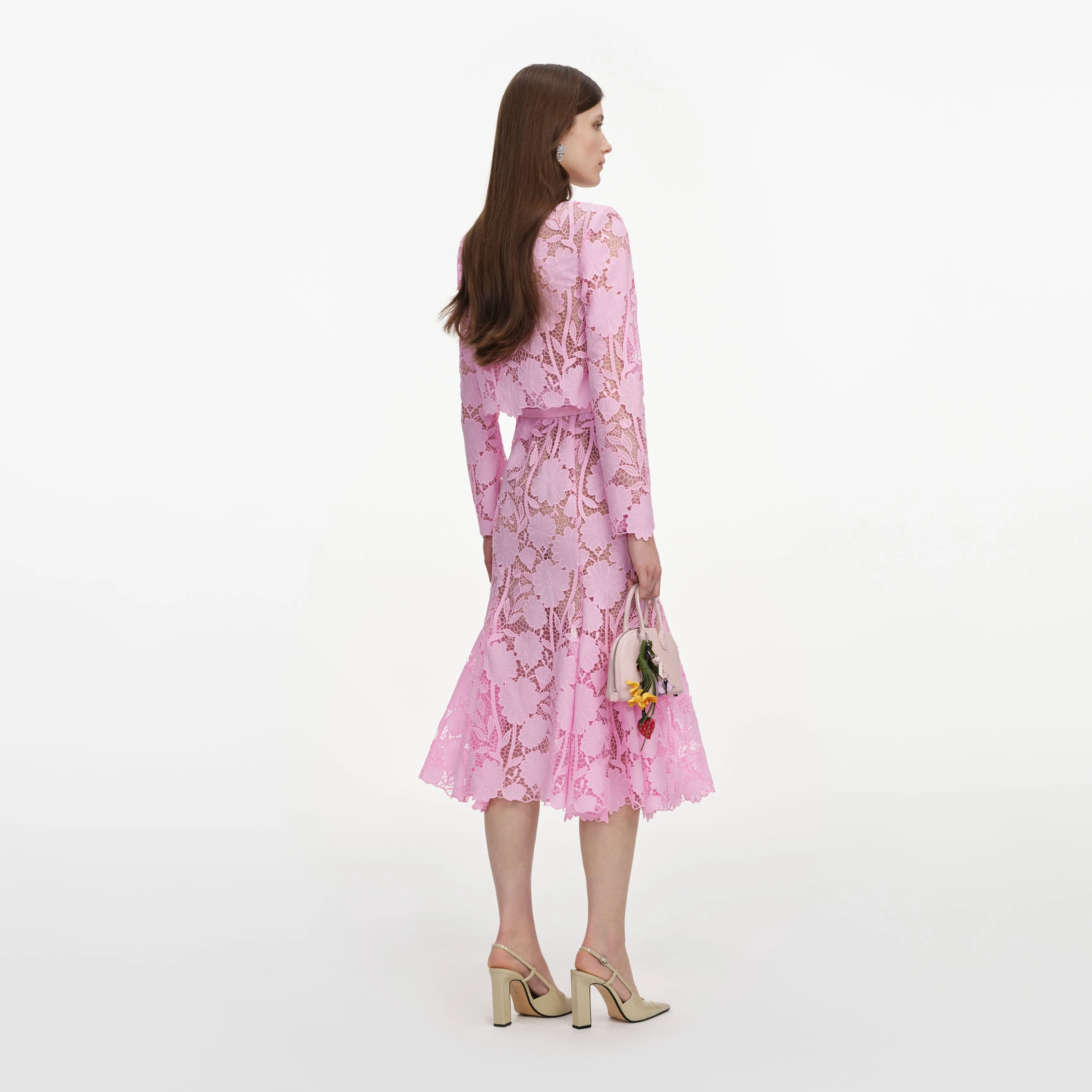 Pink Lace Crystal Embellished Midi Dress sold by Self-Portrait product image thumbnail 3