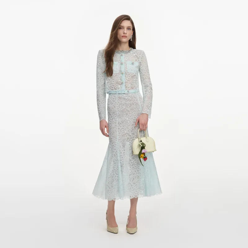 Mint Lace Midi Skirt made by Self-Portrait