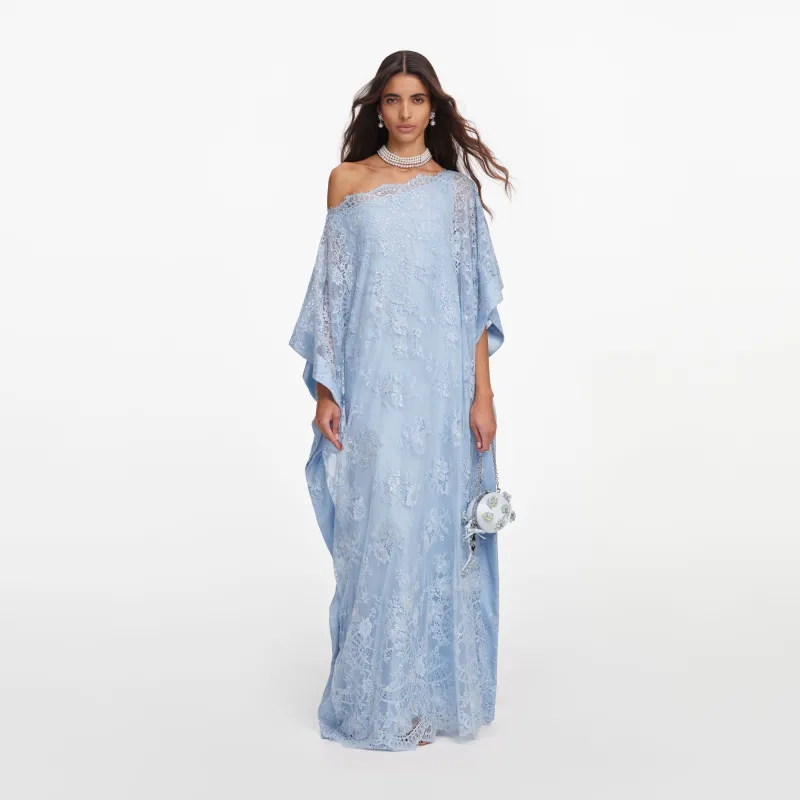 Blue Embellished Lace Kaftan made by Self-Portrait