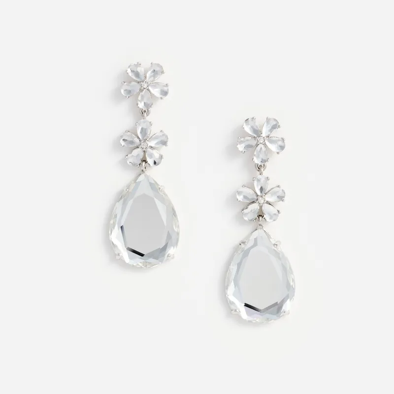 Crystal Flower Tiered Earrings made by Self-Portrait