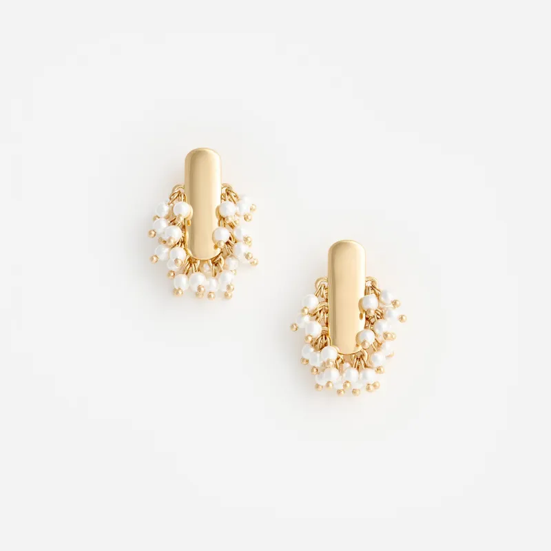 Gold Pearl Cluster Earrings made by Self-Portrait