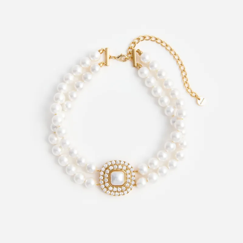 Gold Crystal Pearl Choker made by Self-Portrait