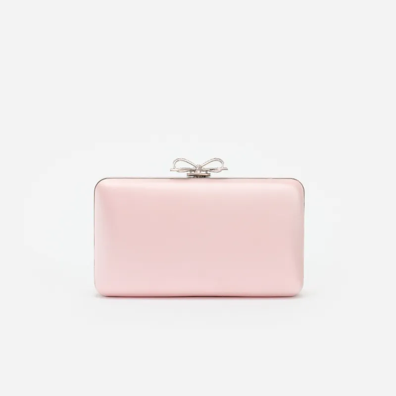 Pink Satin Clutch Bag made by Self-Portrait