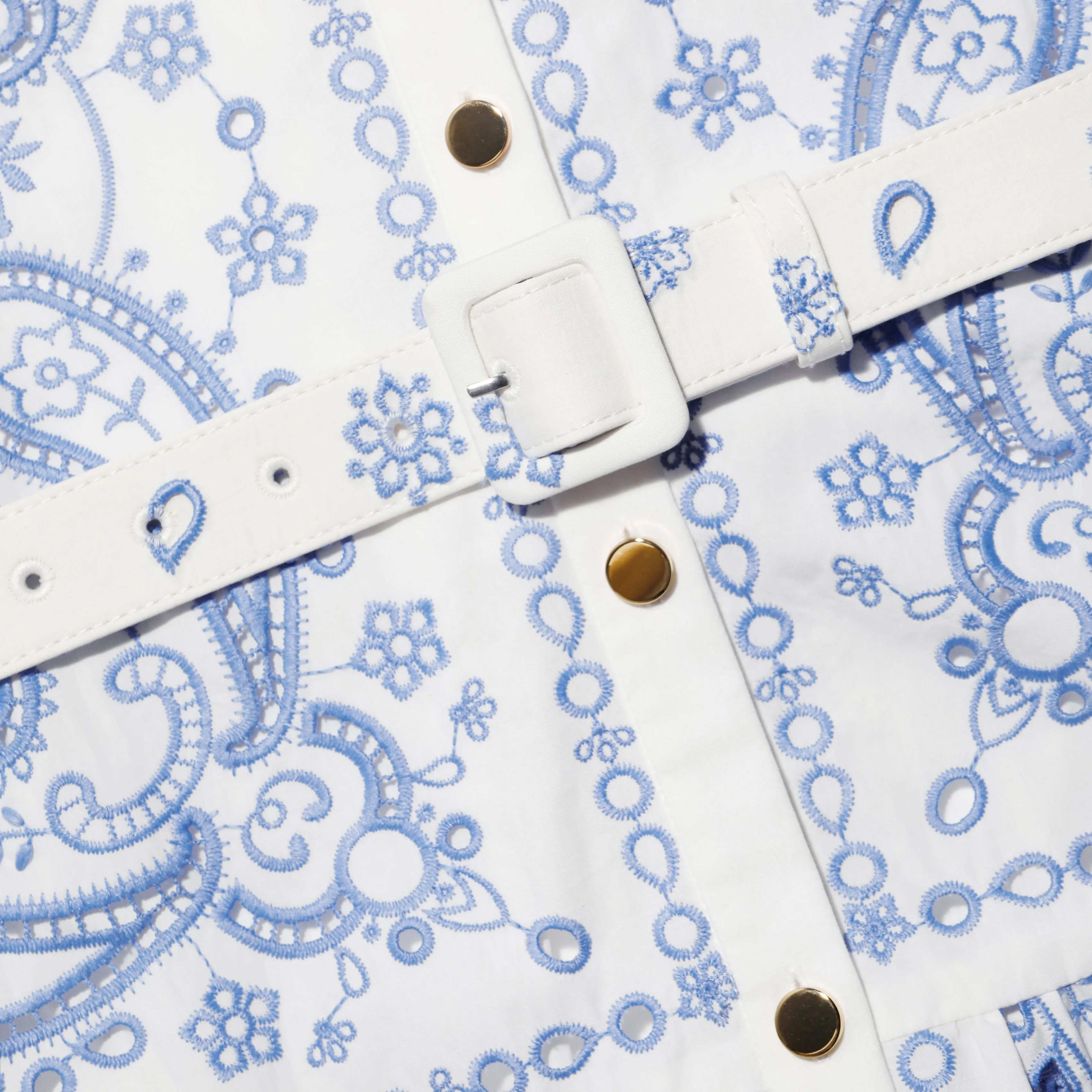 White And Blue Embroidered Midi Dress sold by Self-Portrait product image thumbnail 5