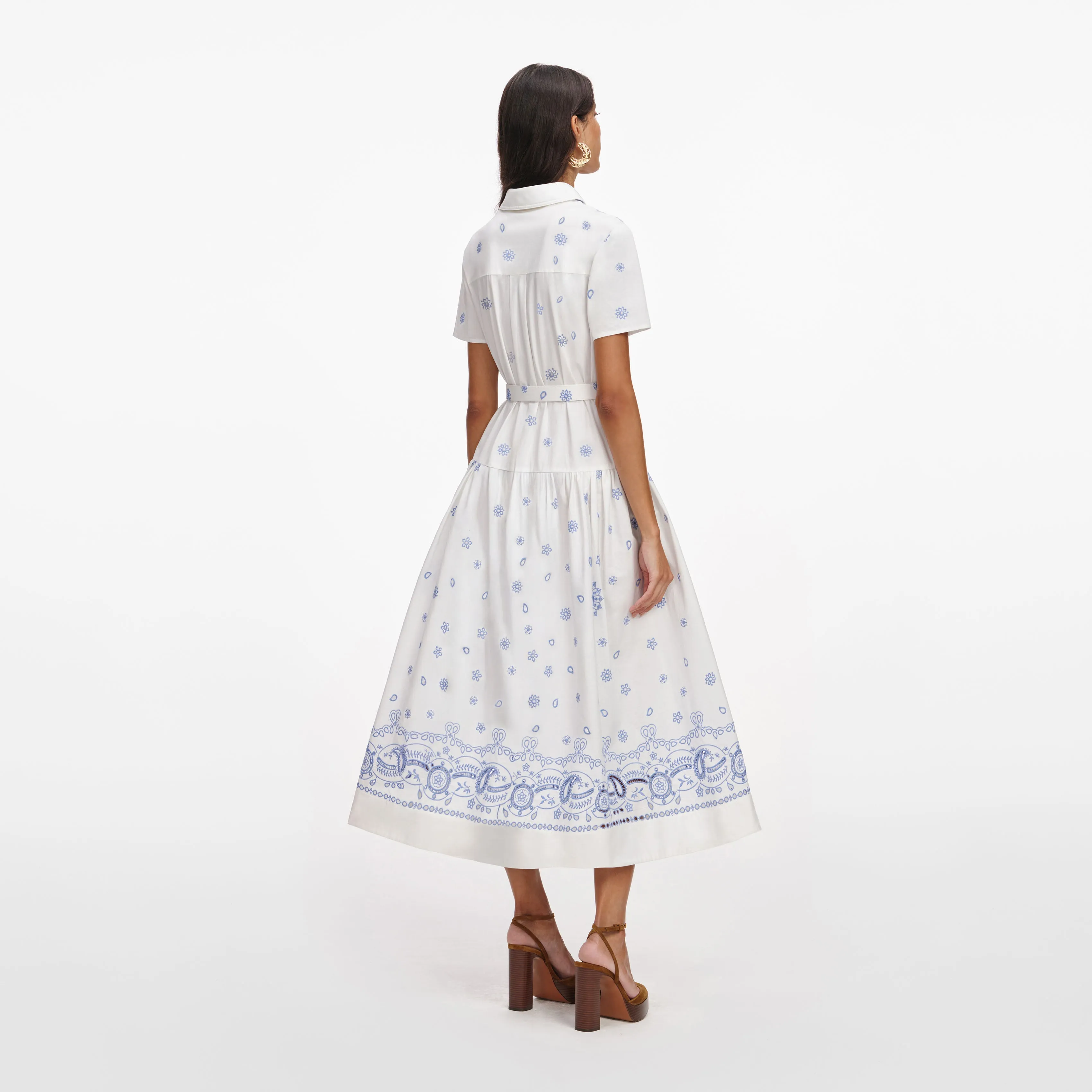 White And Blue Embroidered Midi Dress sold by Self-Portrait product image thumbnail 3