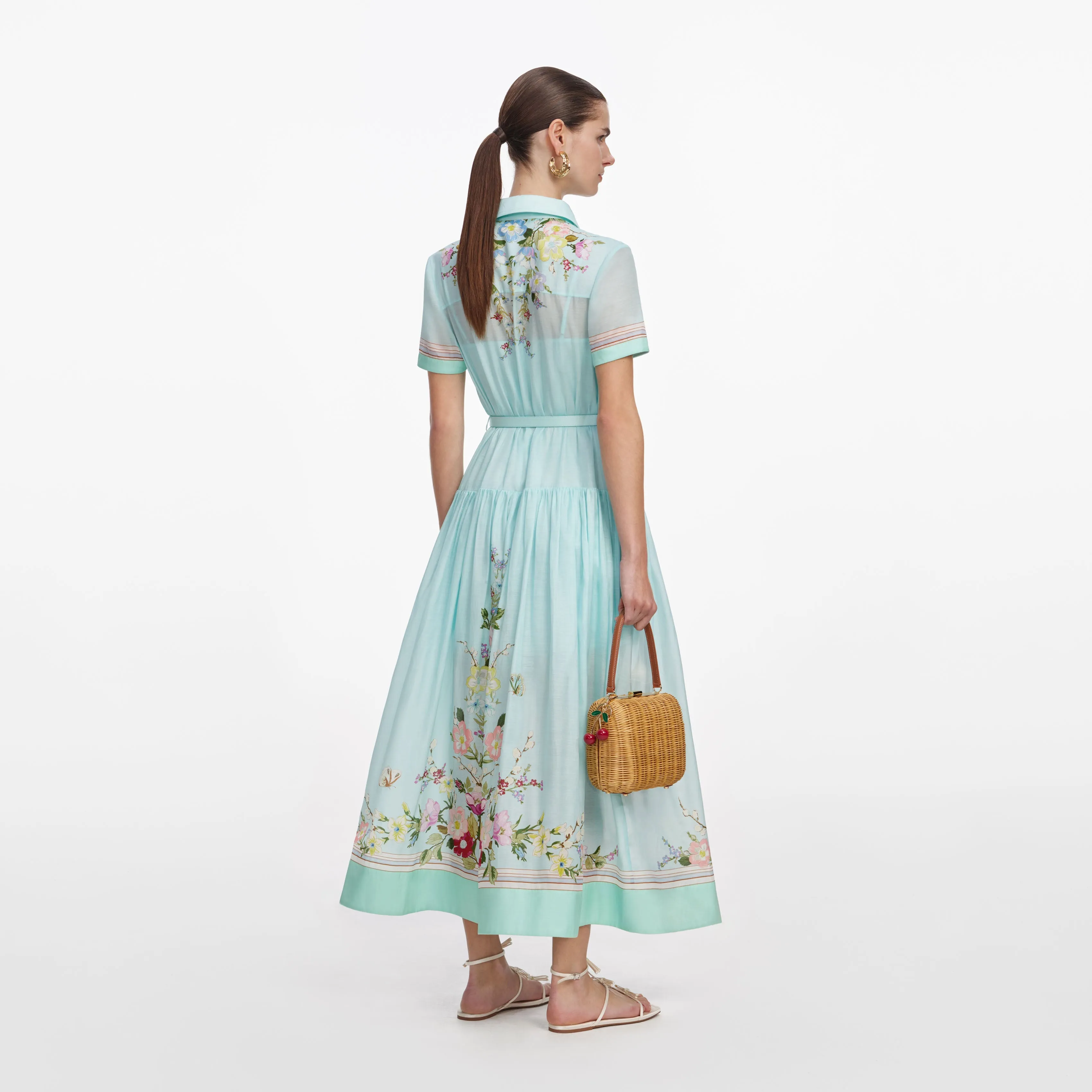 Mint Floral Organza Midi Dress sold by Self-Portrait product image thumbnail 3