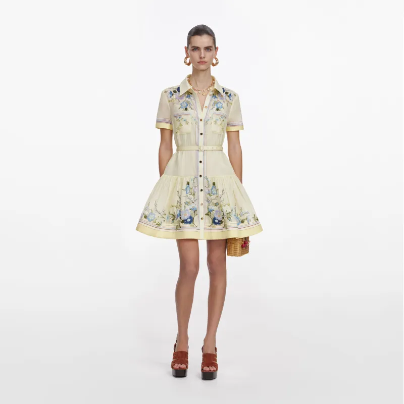 Yellow Floral Organza Mini Dress made by Self-Portrait