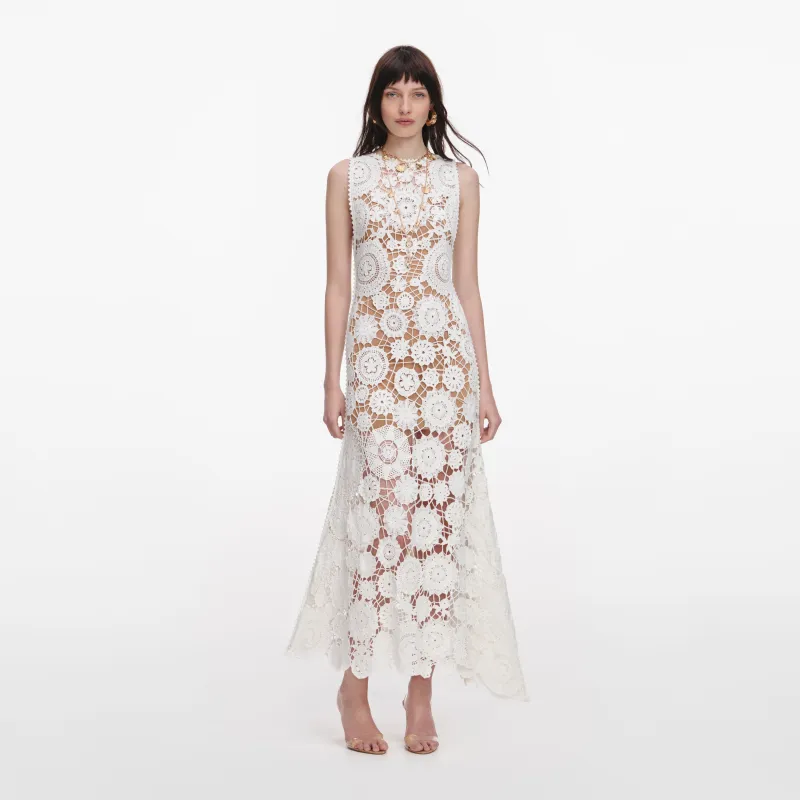 White Crochet Maxi Dress made by Self-Portrait