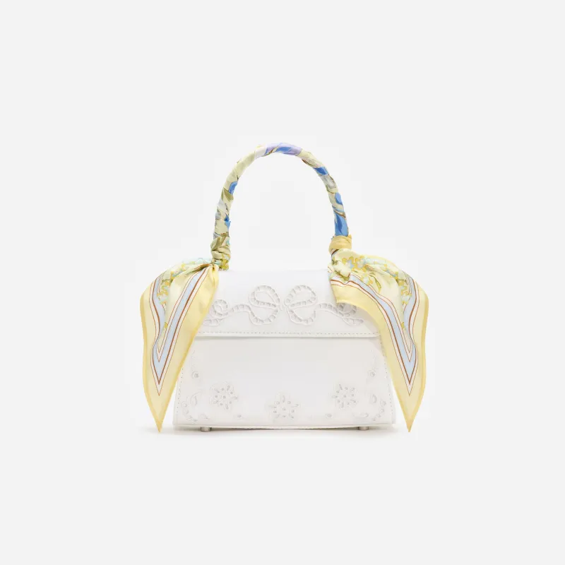 Cream Linen Yellow Floral Mini Bag made by Self-Portrait
