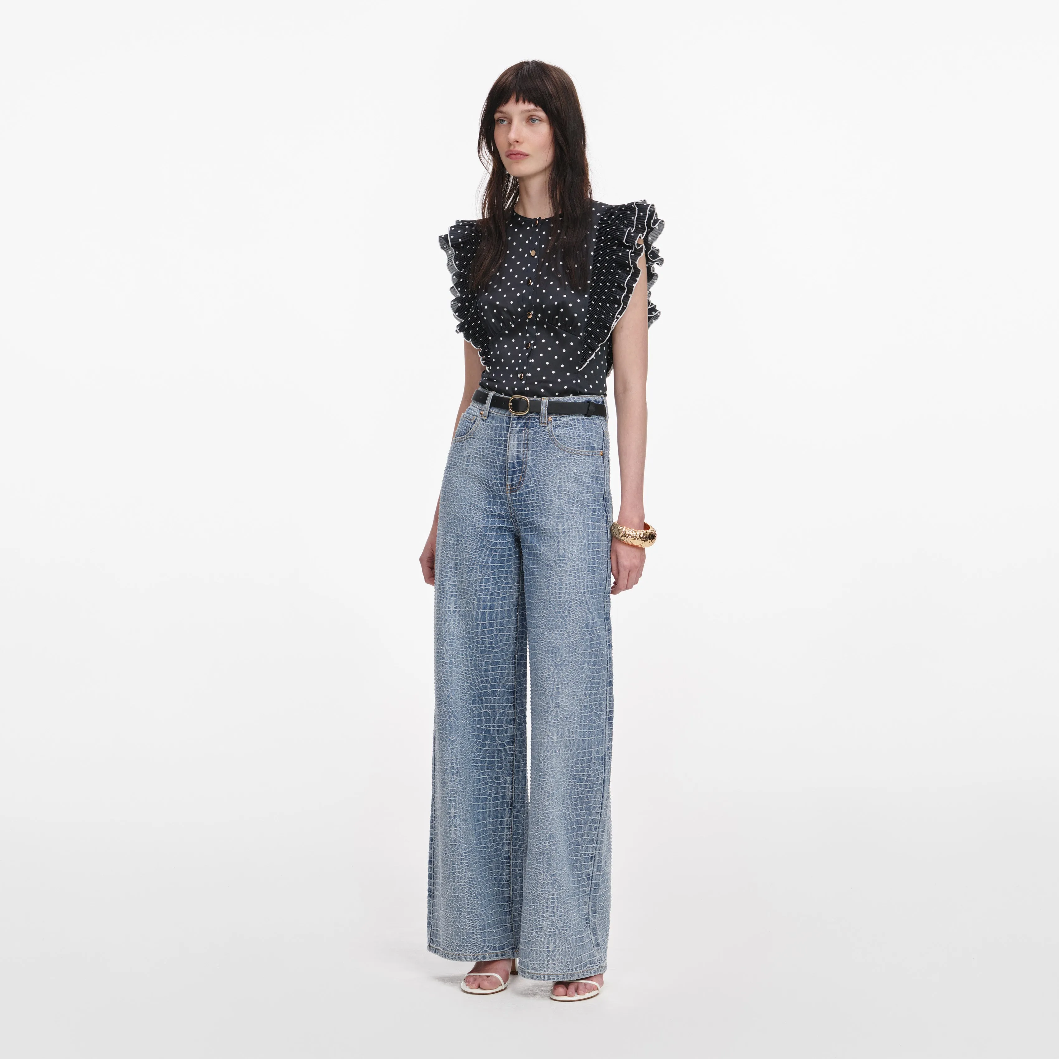 Black Polka Dot Frill Top sold by Self-Portrait product image thumbnail 2