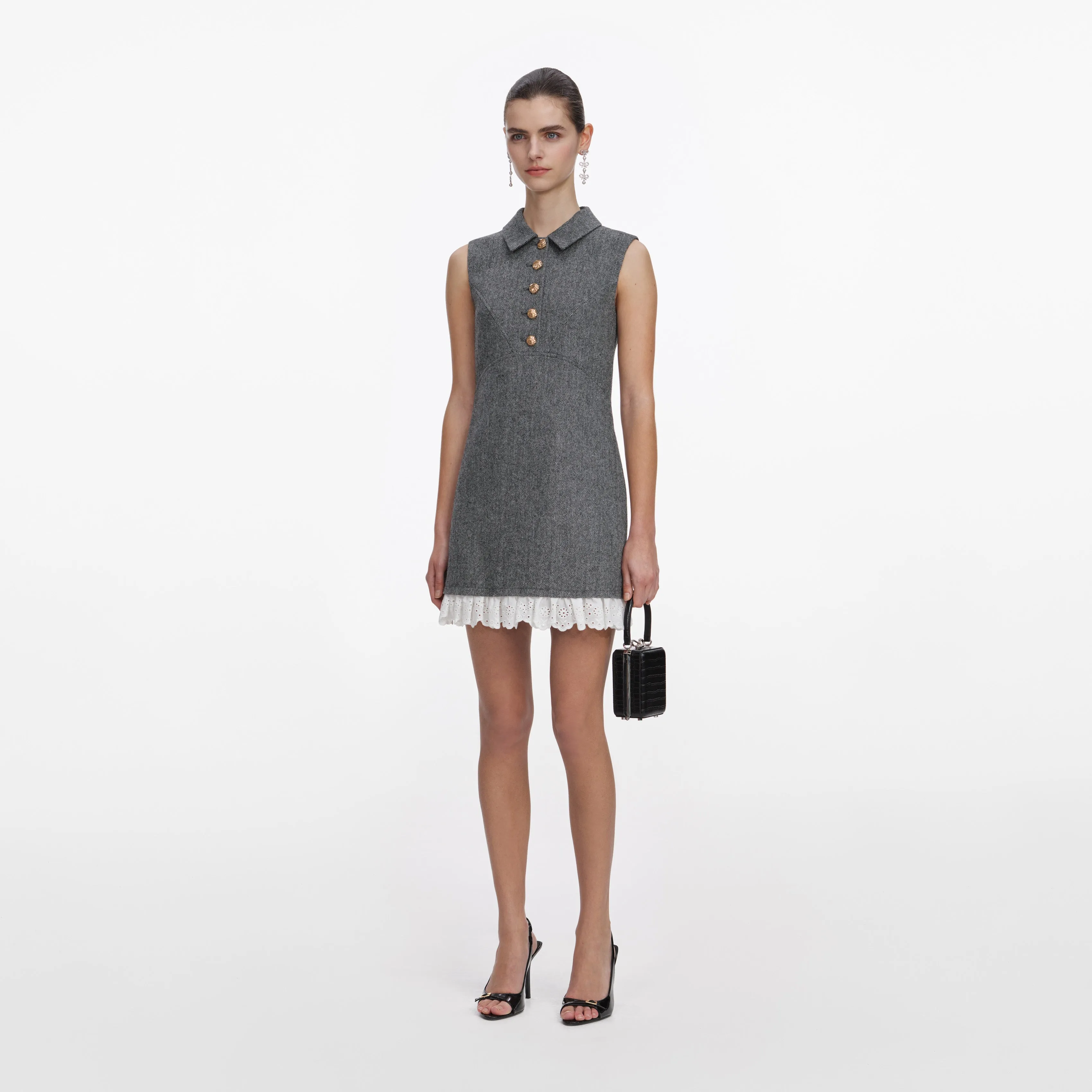 Grey Herringbone Mini Dress sold by Self-Portrait product image thumbnail 2