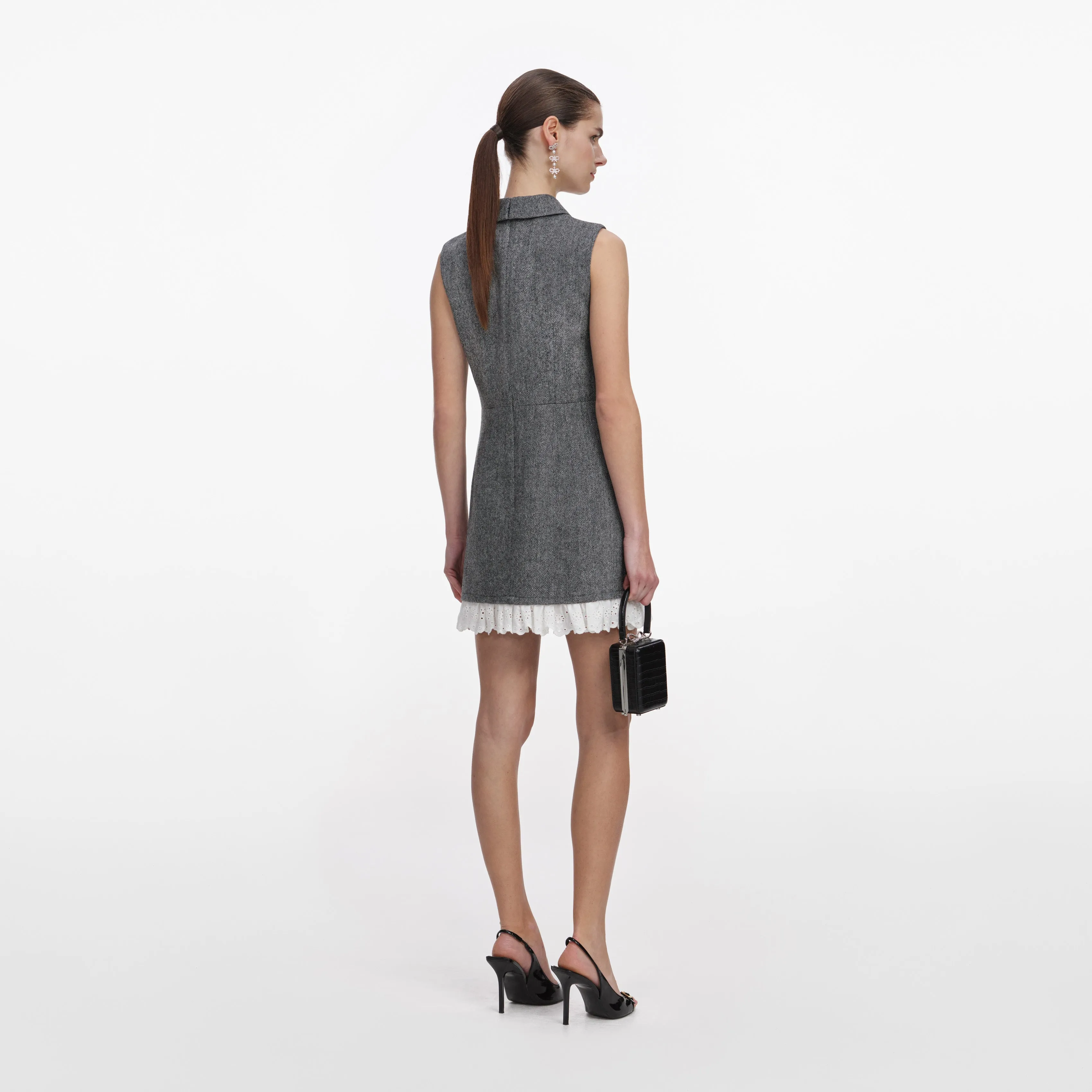Grey Herringbone Mini Dress sold by Self-Portrait product image thumbnail 3