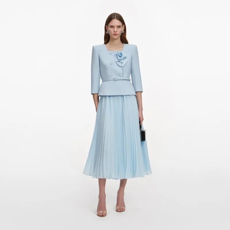 Blue 3D Flower Chiffon Midi Dress made by Self-Portrait