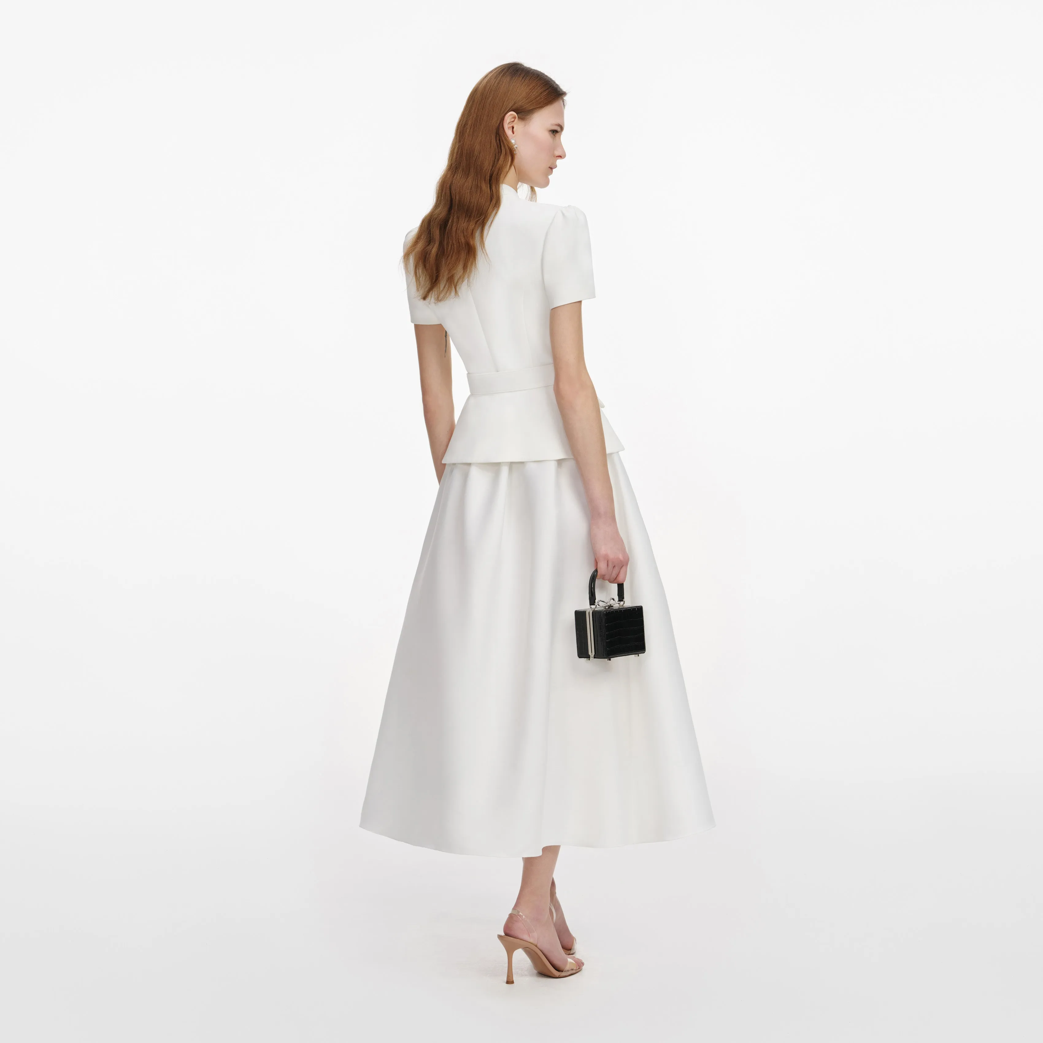 White Tailored Taffeta Midi Dress sold by Self-Portrait product image thumbnail 3