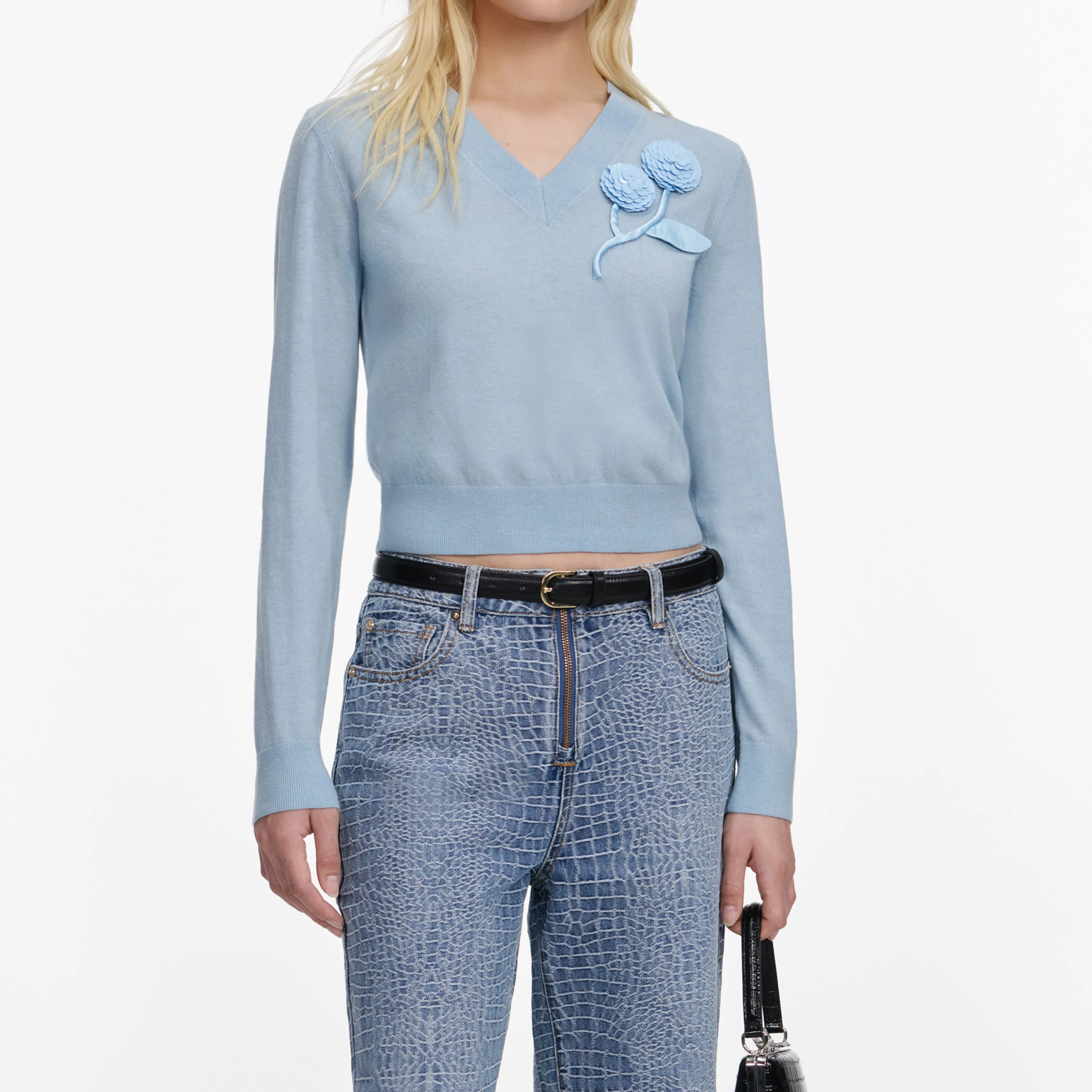 Blue Rose Wool Jumper sold by Self-Portrait product image thumbnail 4