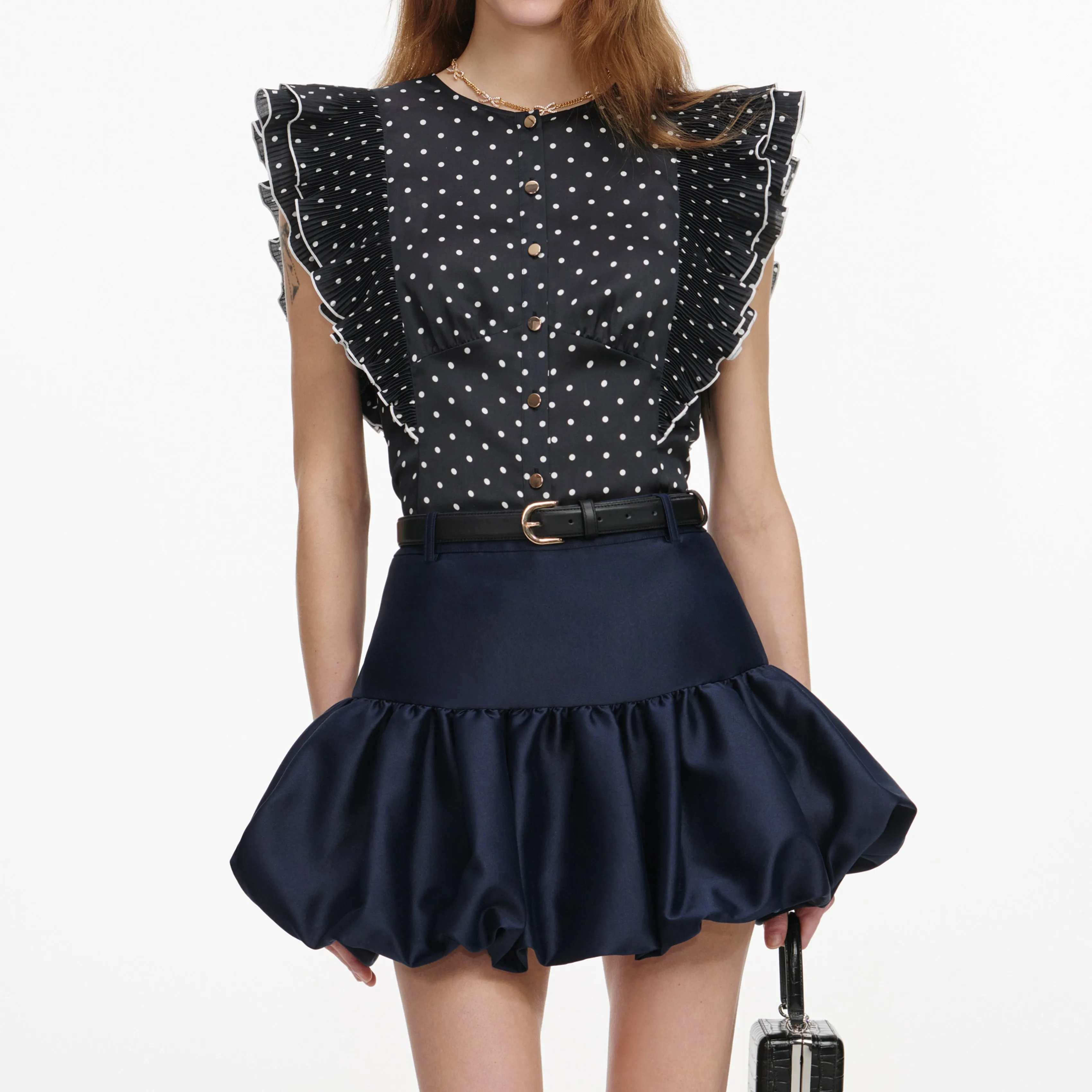 Navy Taffeta Skirt sold by Self-Portrait product image thumbnail 4