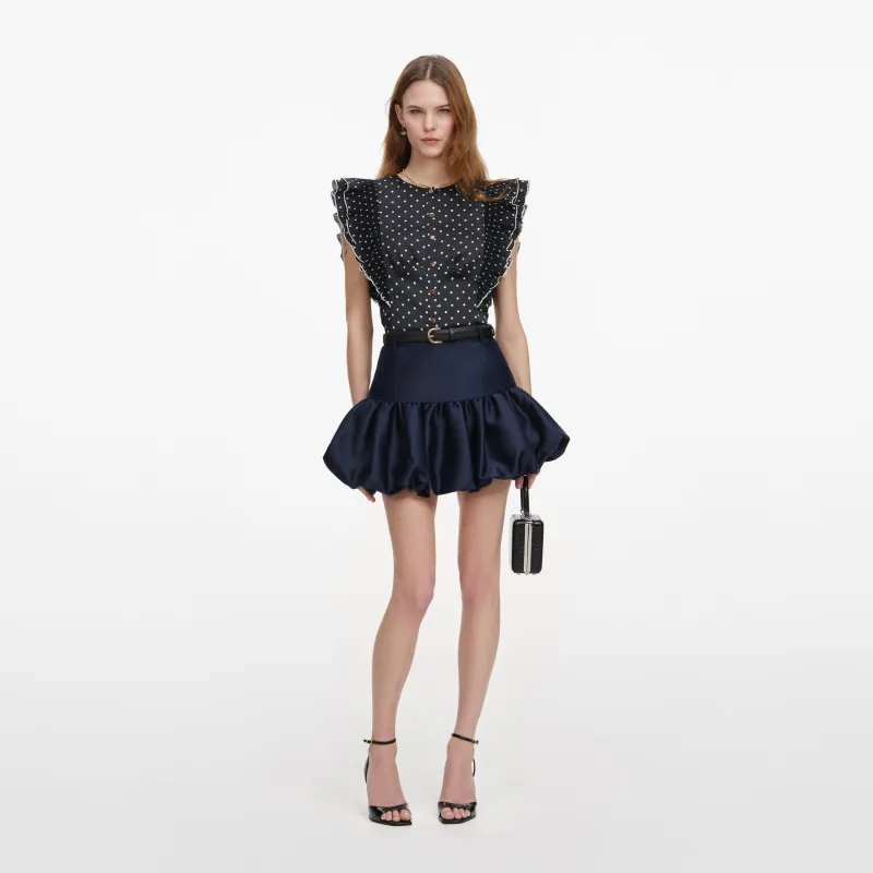 Navy Taffeta Skirt made by Self-Portrait