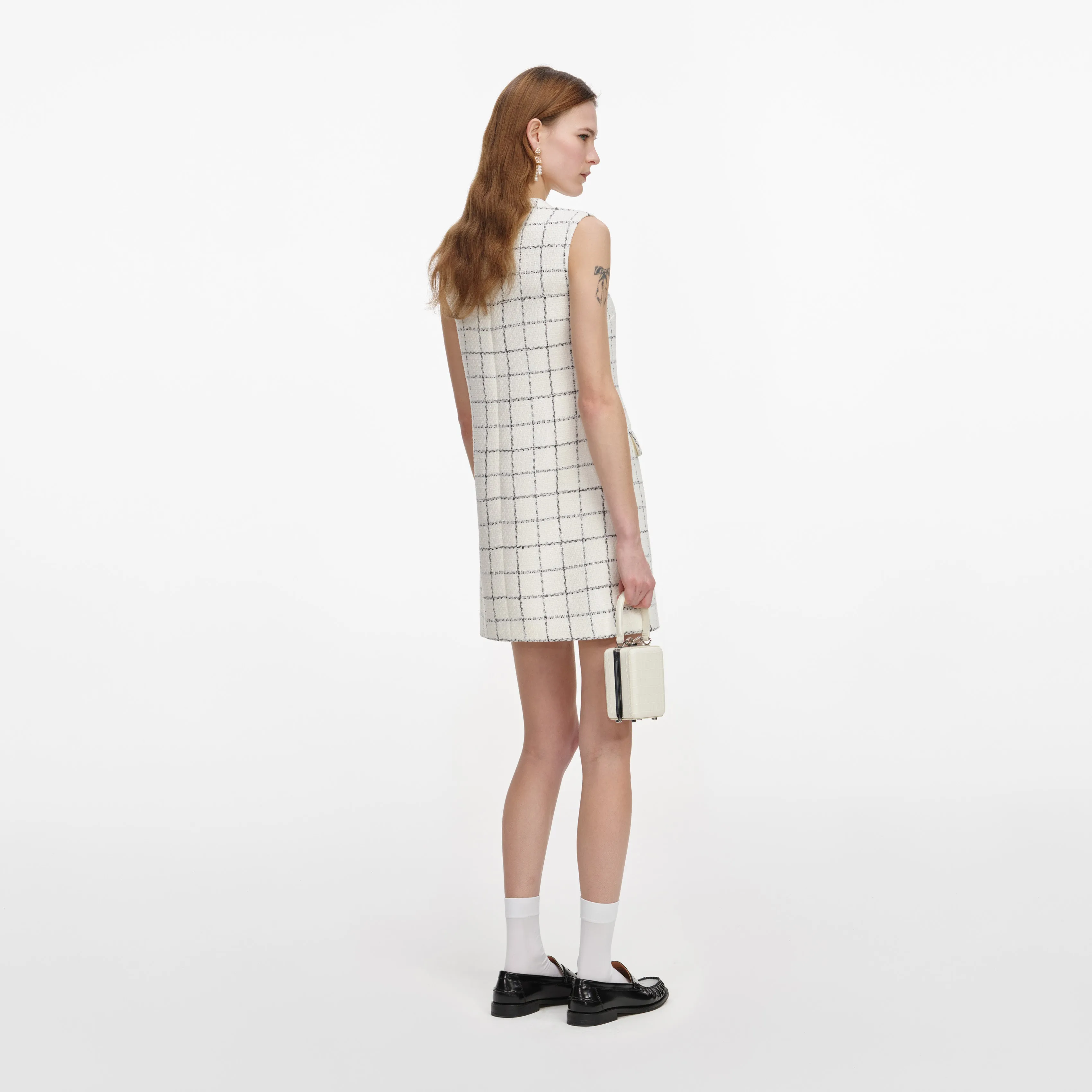 Check Boucle Lace Trim Mini Dress sold by Self-Portrait product image thumbnail 3