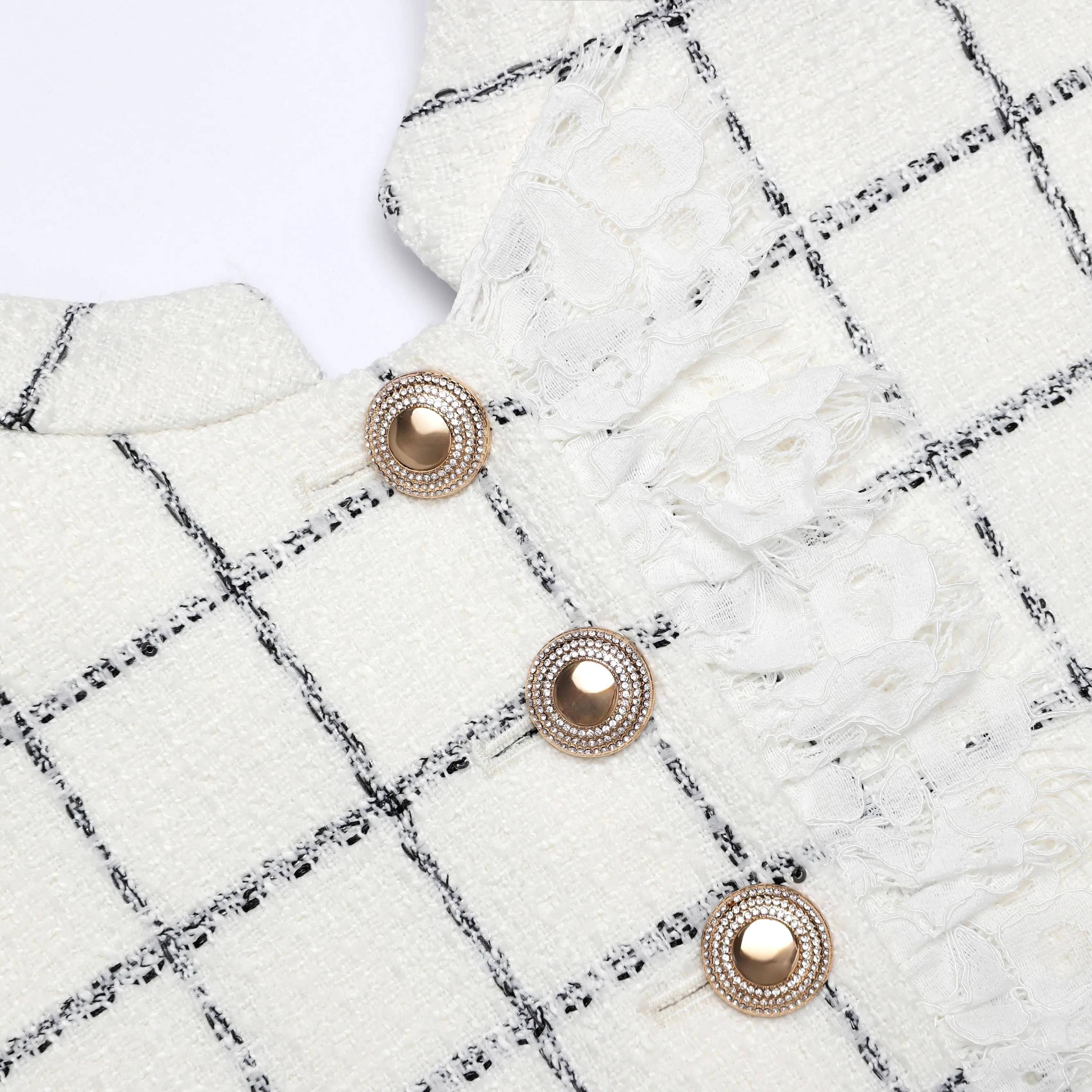 Check Boucle Lace Trim Mini Dress sold by Self-Portrait product image thumbnail 5