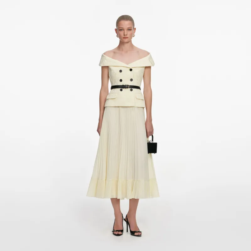 Yellow Lace Chiffon Midi Dress made by Self-Portrait