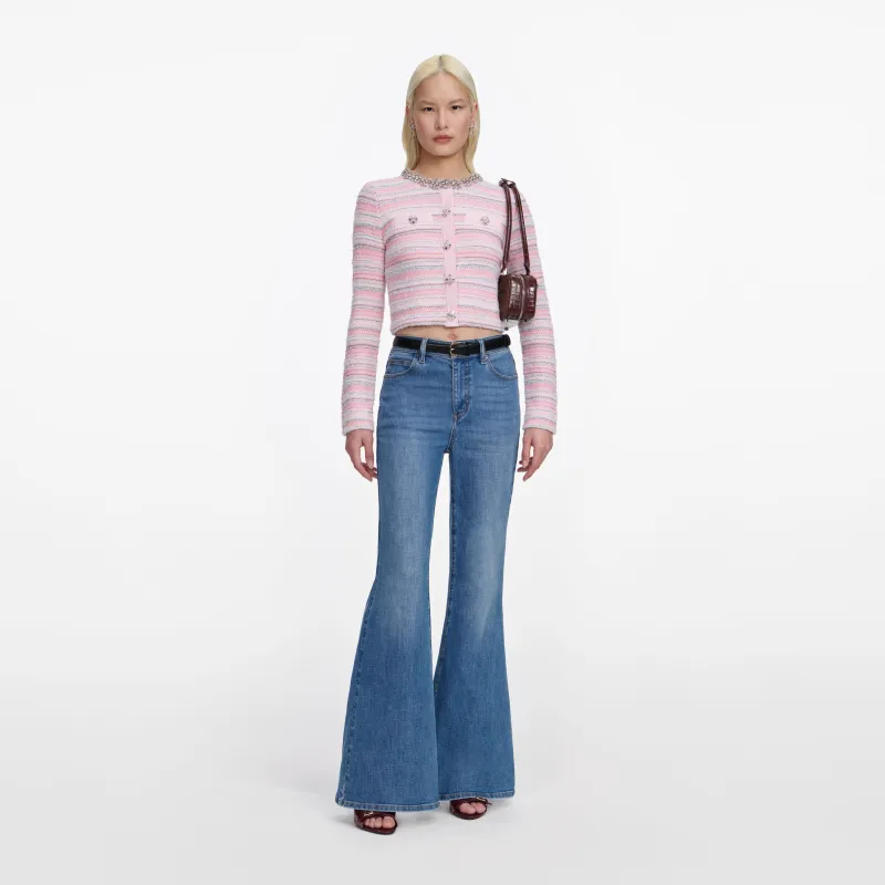 Mid Blue Flared Jeans made by Self-Portrait