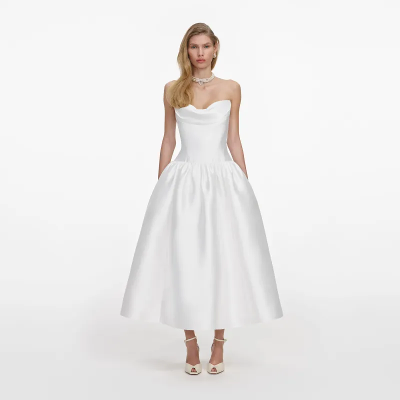 White Taffeta Strapless Midi Dress made by Self-Portrait