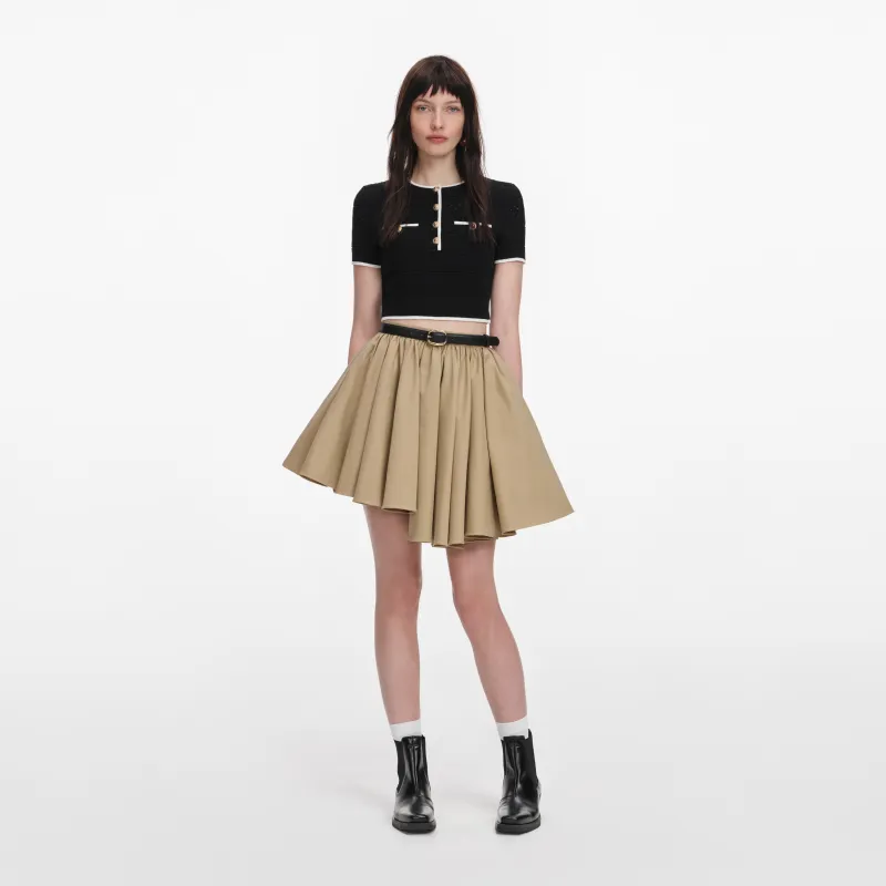 Tan Cotton Mini Skirt made by Self-Portrait