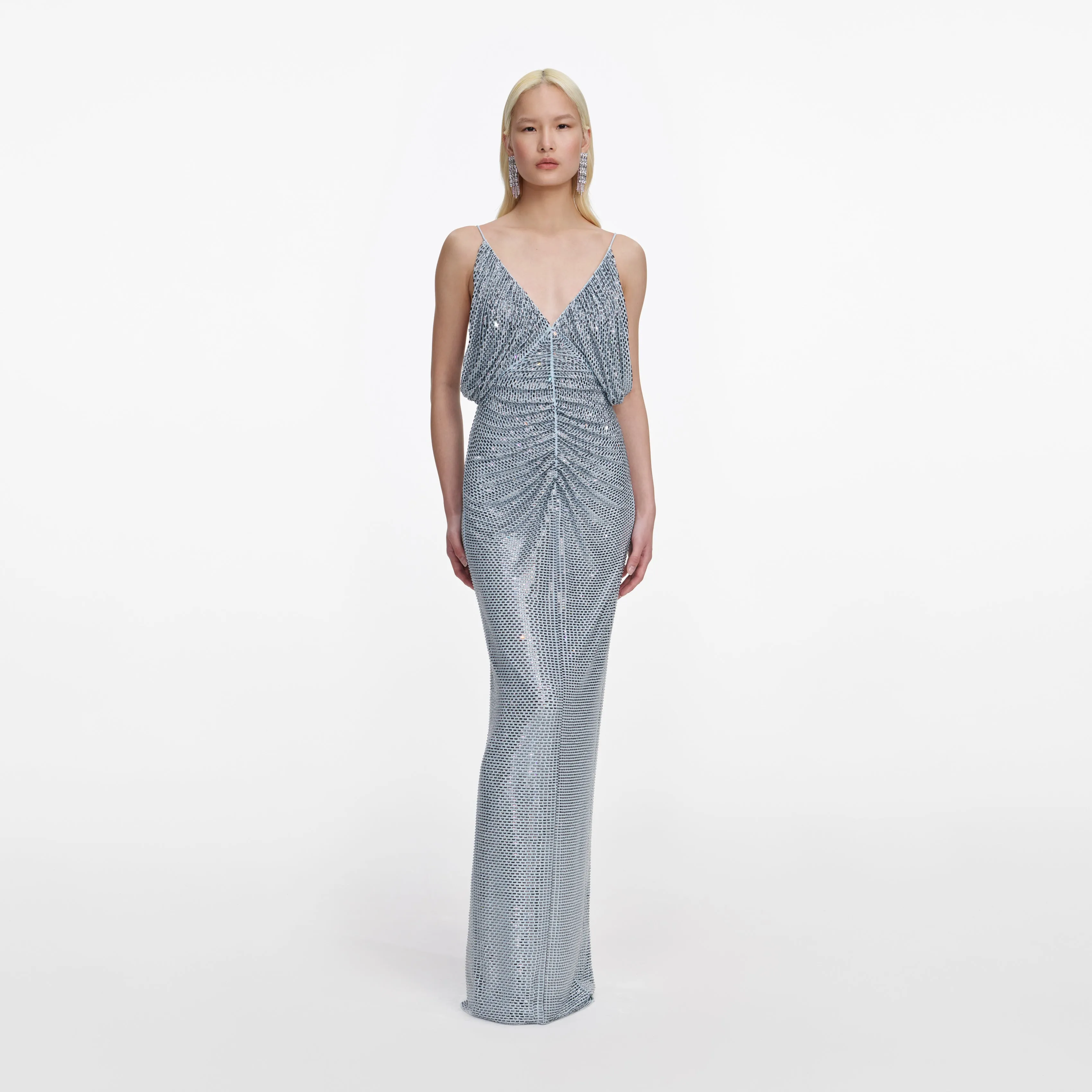 Blue Rhinestone Mesh Maxi Dress sold by Self-Portrait