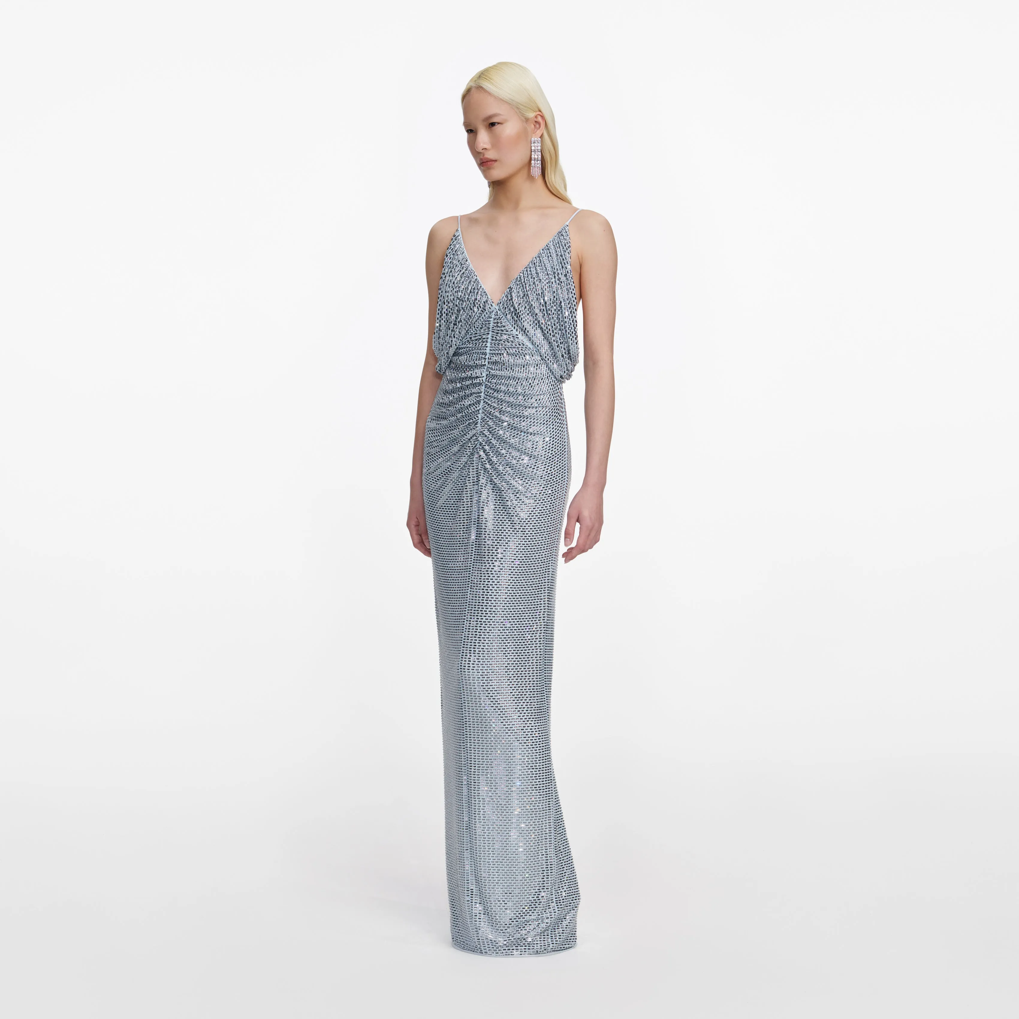 Blue Rhinestone Mesh Maxi Dress sold by Self-Portrait product image thumbnail 3