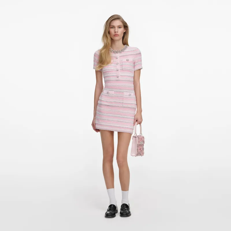 Pink Textured Knit Mini Dress made by Self-Portrait
