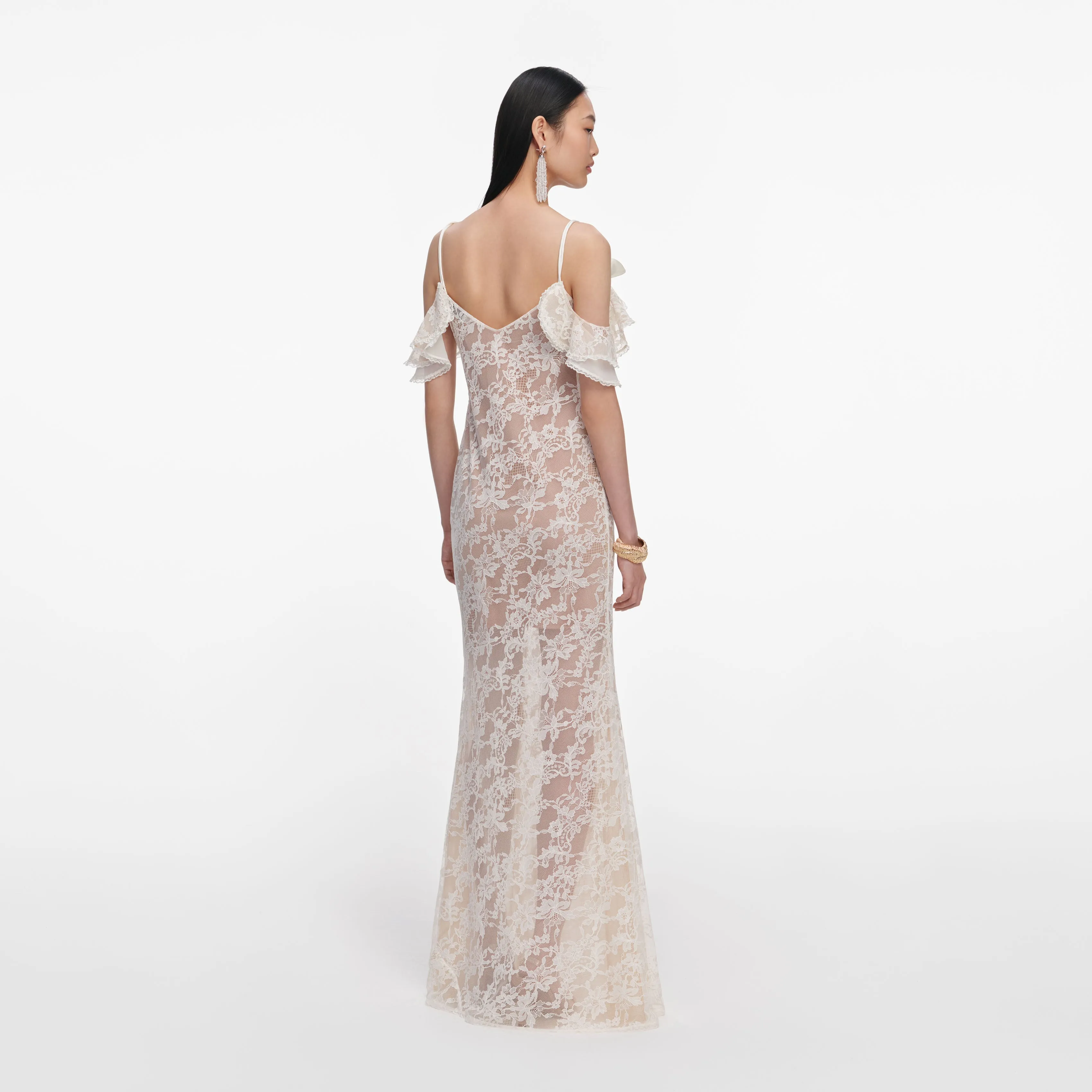 Cream Lace Flower Maxi Dress sold by Self-Portrait product image thumbnail 3
