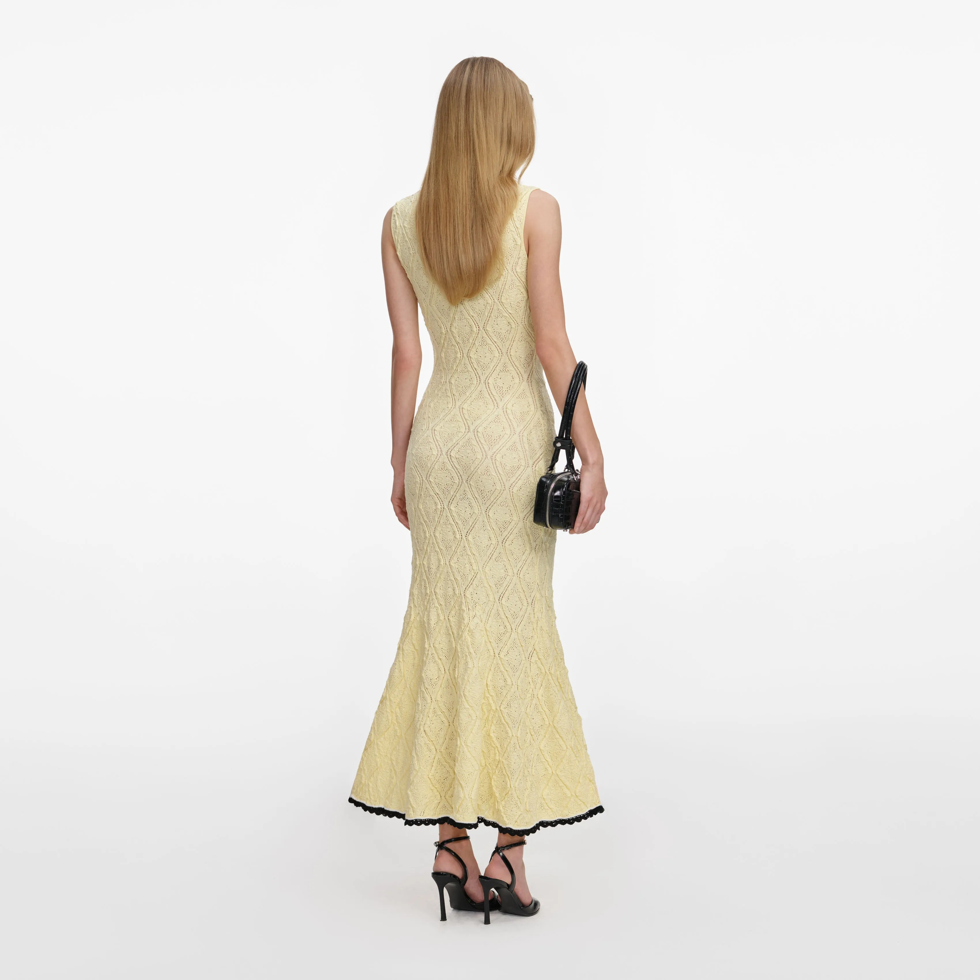 Yellow Pointelle Knit Midi Dress sold by Self-Portrait product image thumbnail 3