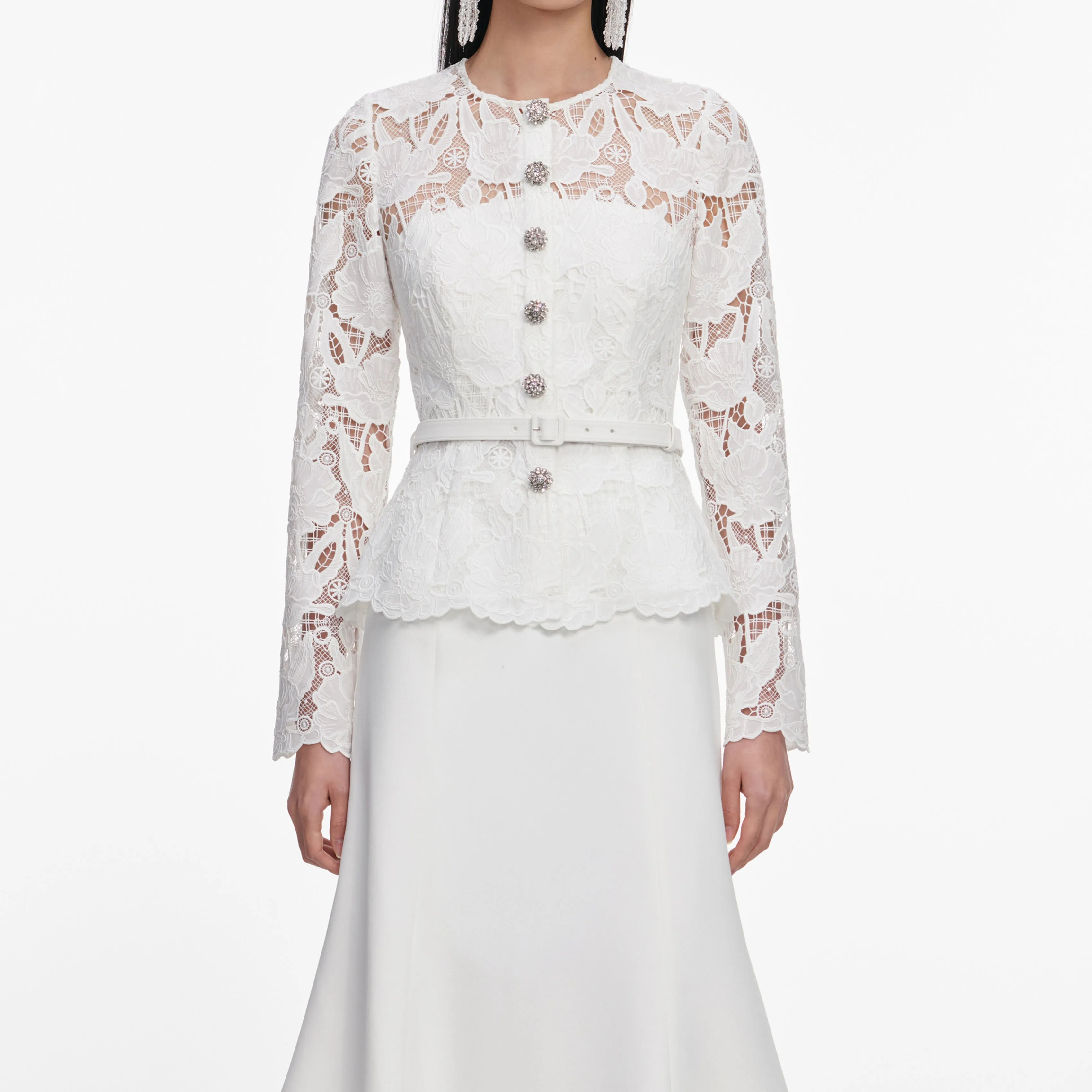 White Lace Crepe Midi Dress sold by Self-Portrait product image thumbnail 4