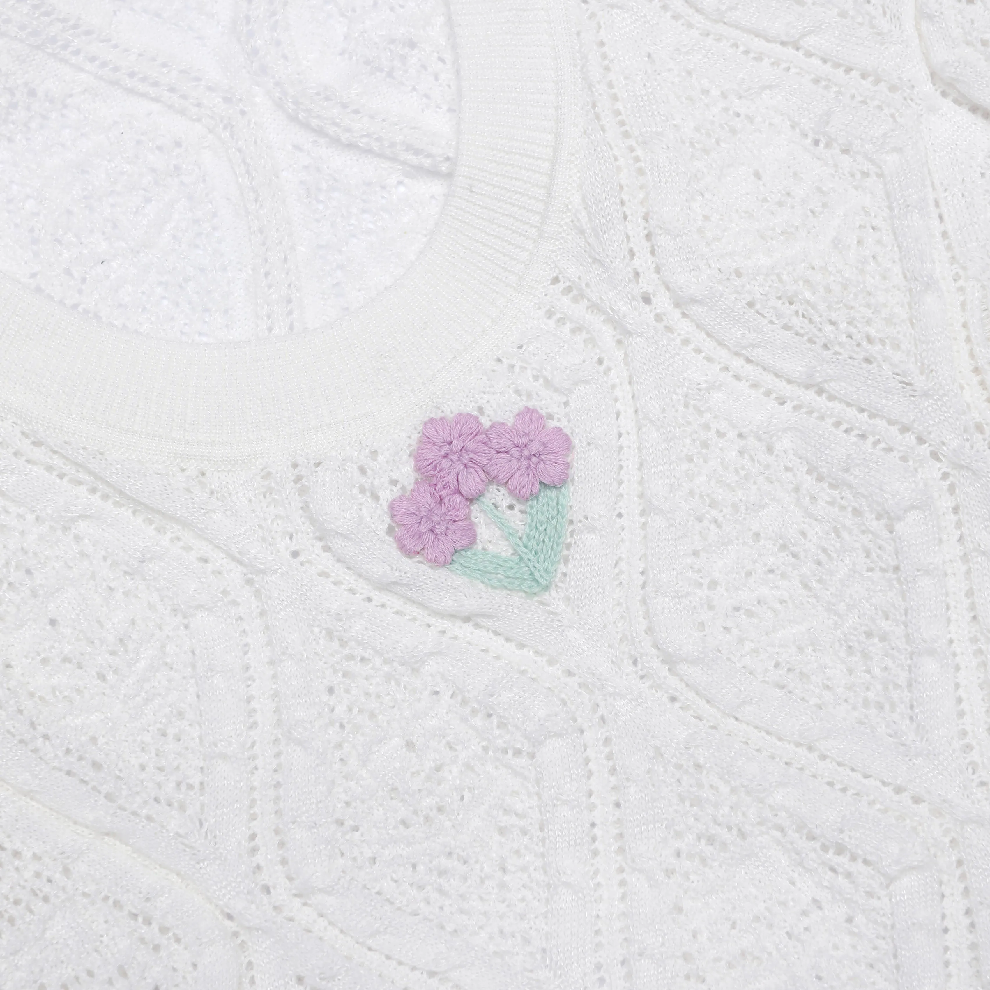 White Pointelle Embroidered Knit Mini Dress sold by Self-Portrait product image thumbnail 5