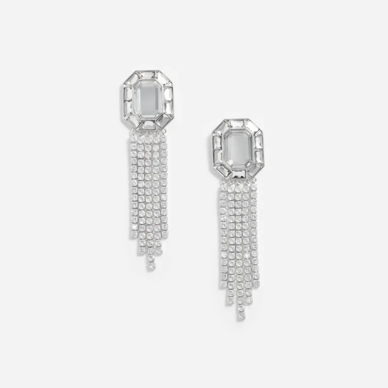 Silver Crystal Droplet Earrings made by Self-Portrait