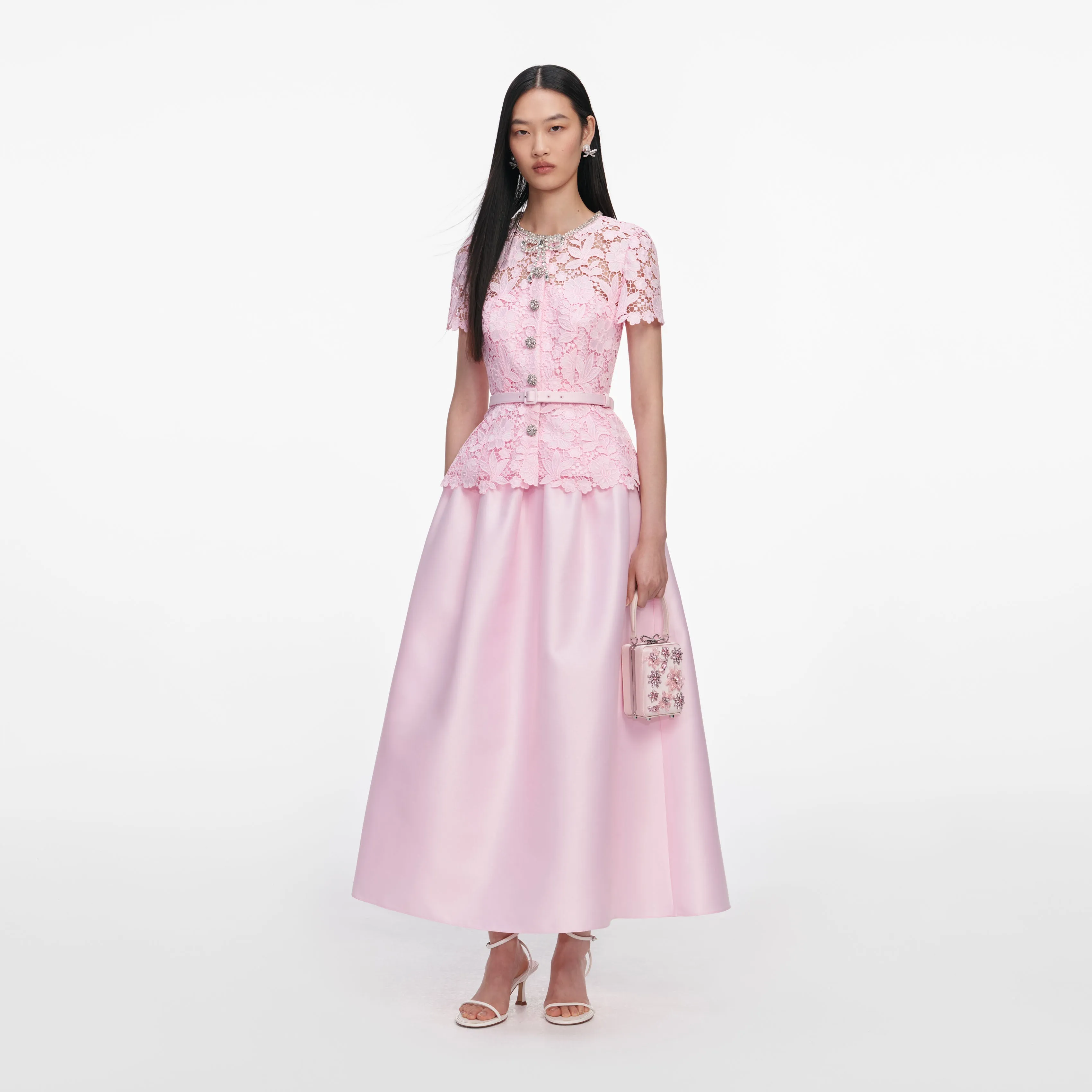 Pink Lace Taffeta Midi Dress sold by Self-Portrait product image thumbnail 2