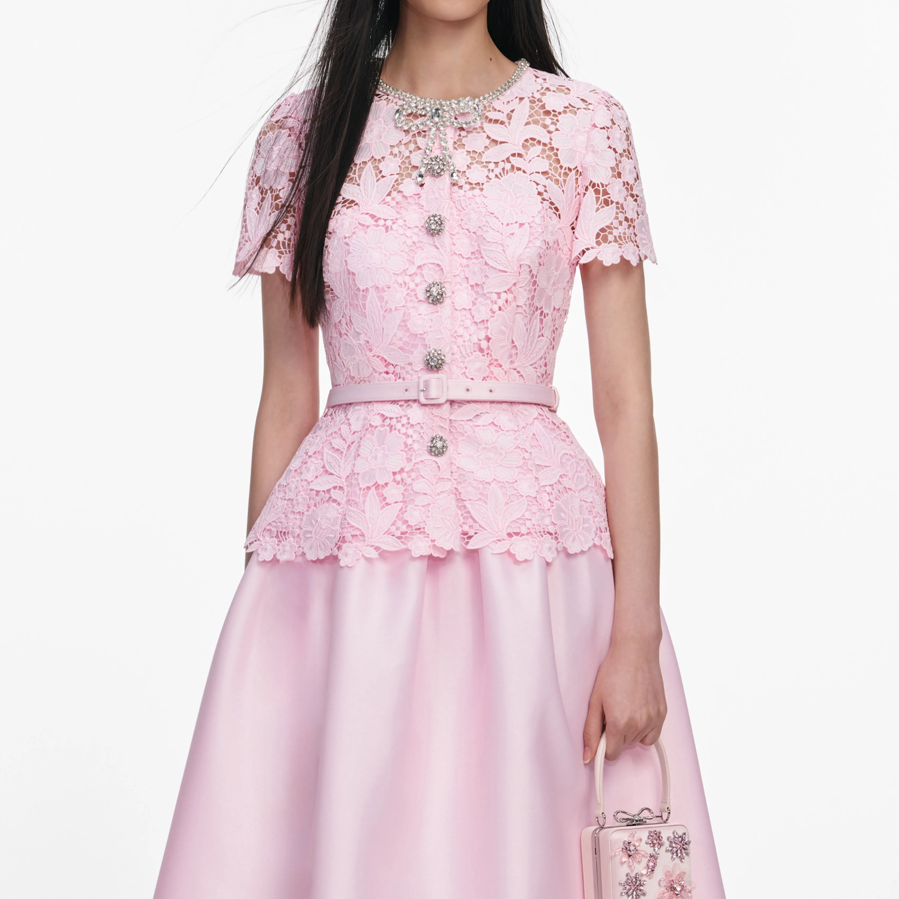 Pink Lace Taffeta Midi Dress sold by Self-Portrait product image thumbnail 4