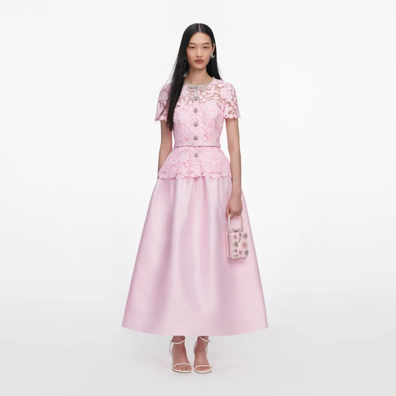 Pink Lace Taffeta Midi Dress made by Self-Portrait
