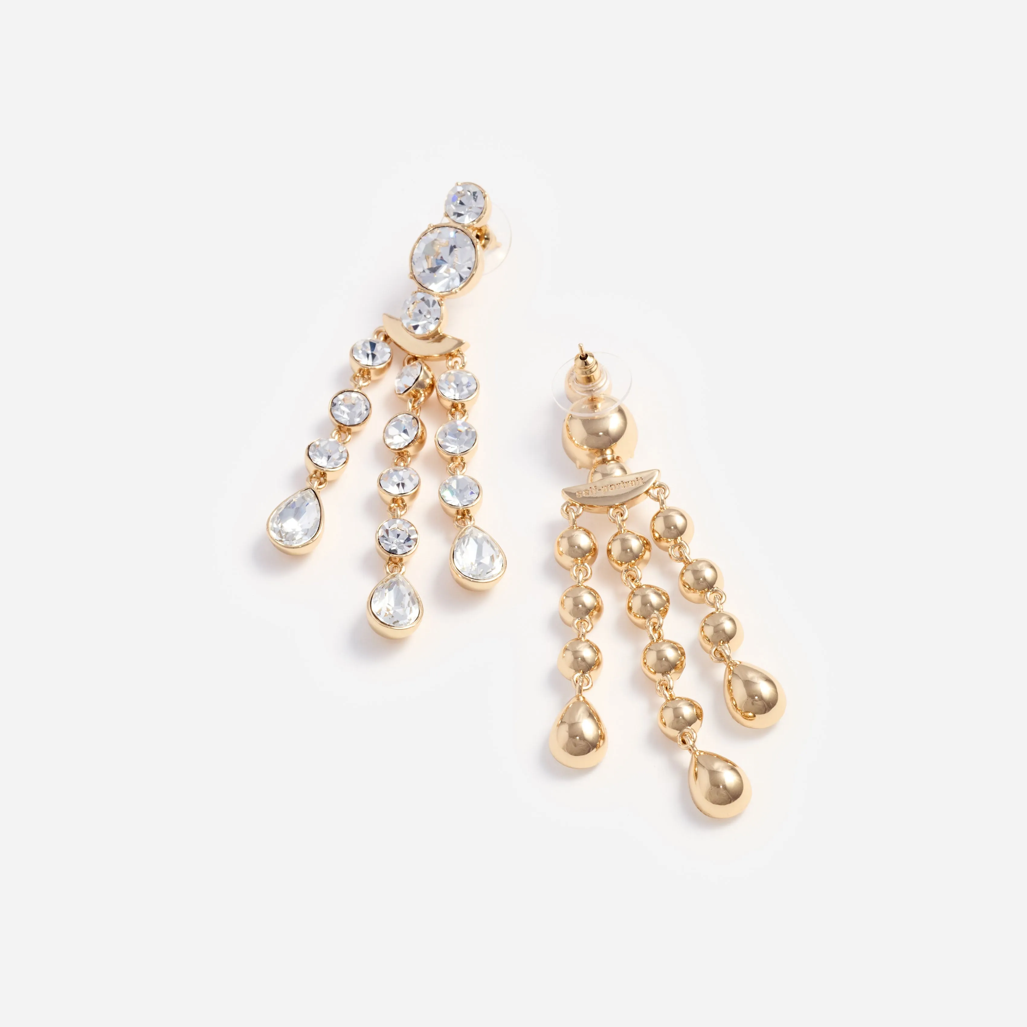 Gold Crystal Tiered Droplet Earrings sold by Self-Portrait product image thumbnail 3