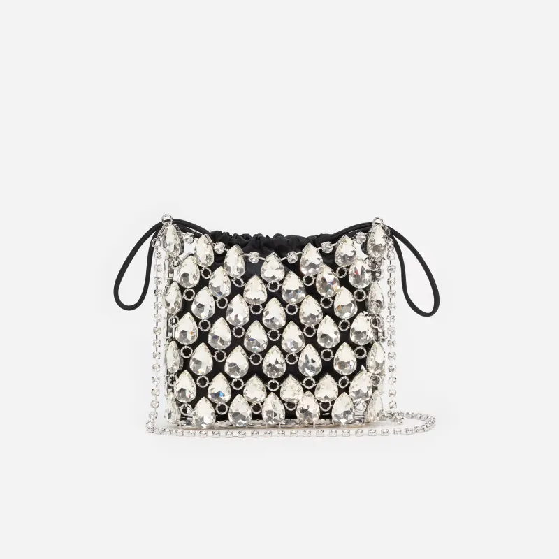 Silver Crystal Chainmail Mini Bag made by Self-Portrait