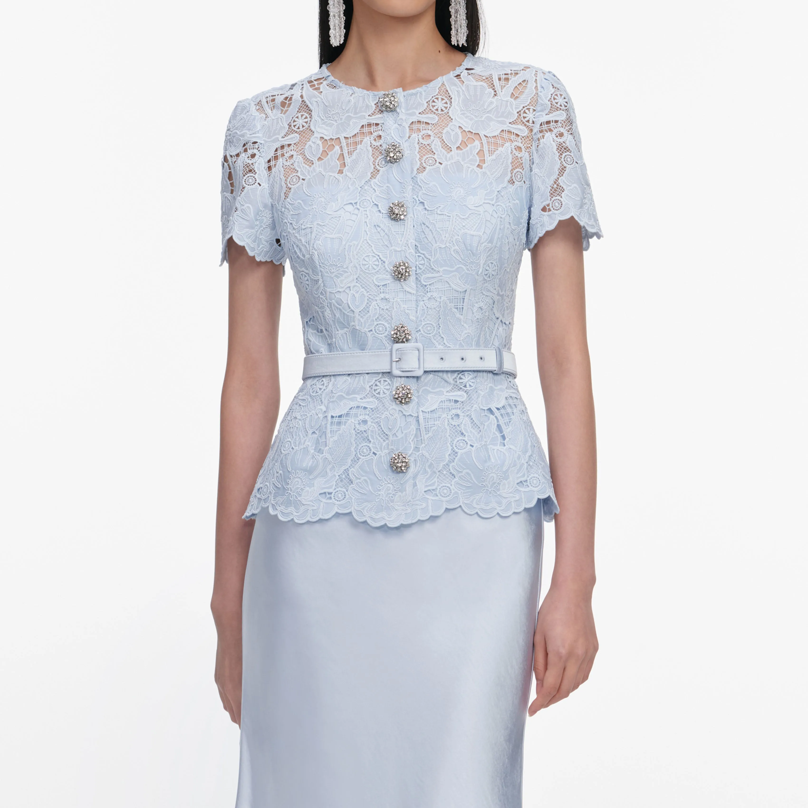 Blue Lace Satin Maxi Dress sold by Self-Portrait product image thumbnail 4