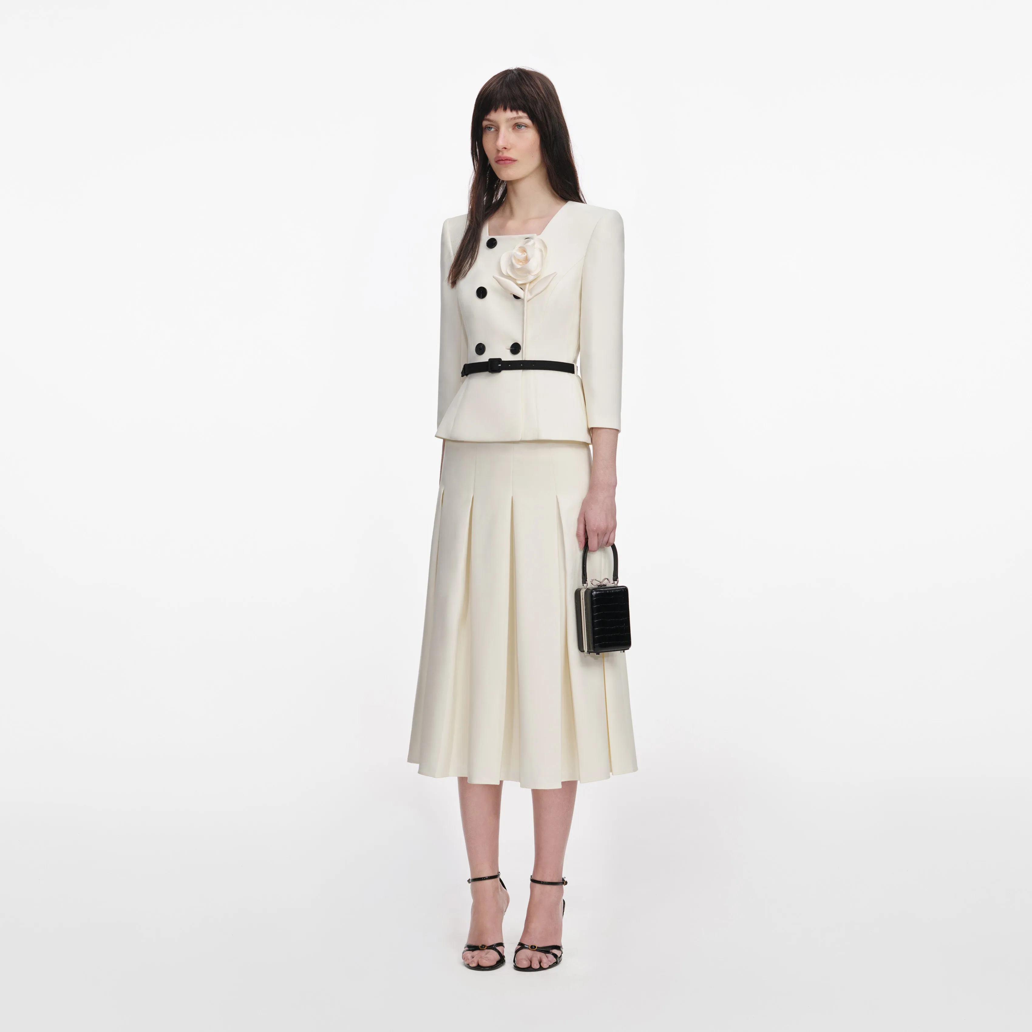 Cream 3D Flower Tailored Midi Dress sold by Self-Portrait product image thumbnail 2